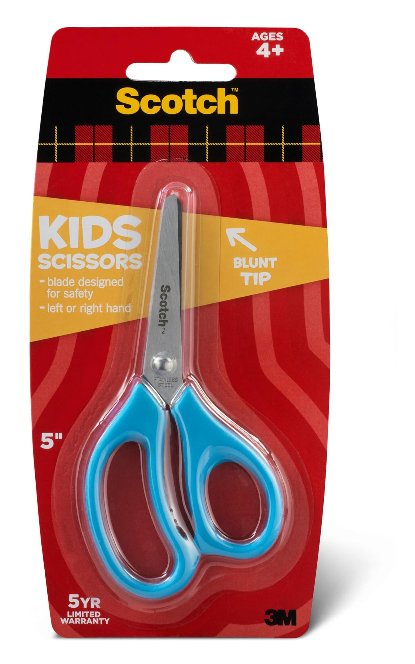 Scotch 5-Inch Blunt Tip Kid Scissors – Soft Grip for School and Home Crafts (1441B)