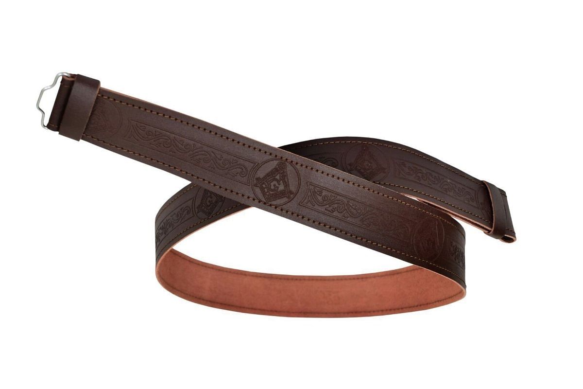 Scottish Brown Leather Belt Masonic,Thistle,Lion Rampart, Celtic & Plain Kilt Belts