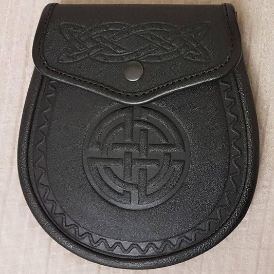 Scottish Men Celtic Double  Embossed leather Kilt Sporran