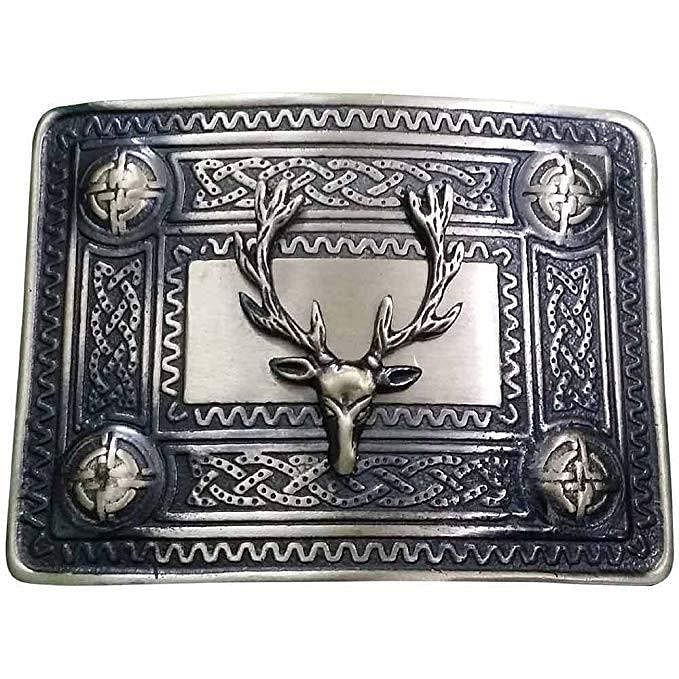 Antique stag kilt buckle Men's Scottish Kilt Belt Buckle Antique Finish Celtic Buckles