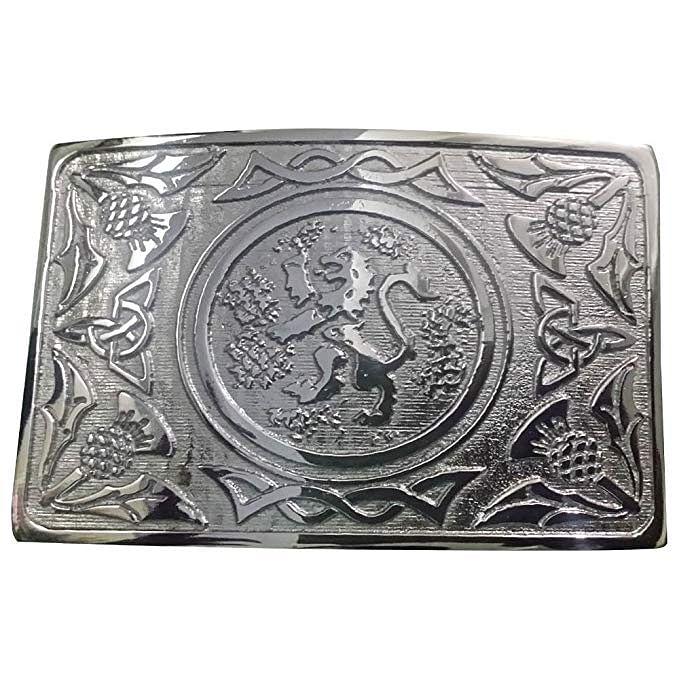 Scottish Men Traditional Rampant Lion Kilt Belt Buckle Chrome Finish