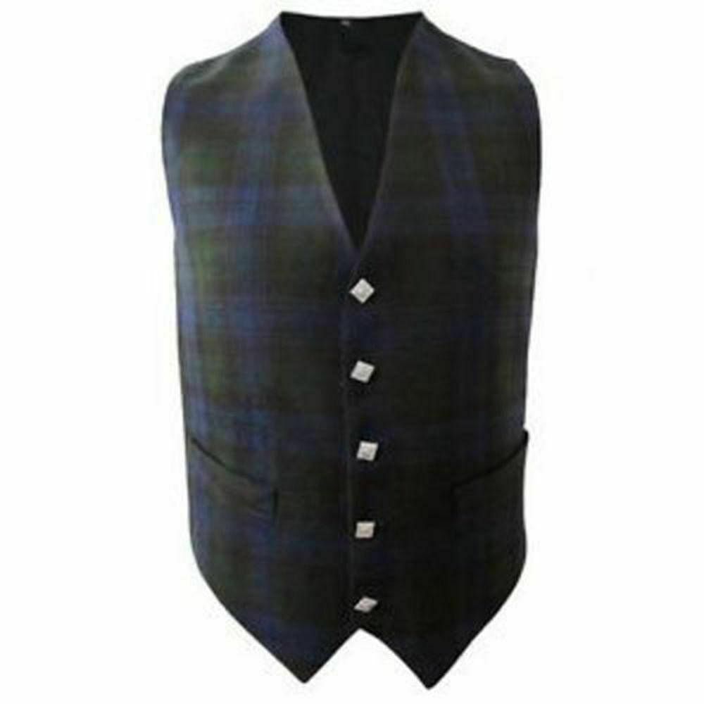 Scottish Men's Formal Tartan Waistcoats / Vests 4 Plaids Fully lined back strap