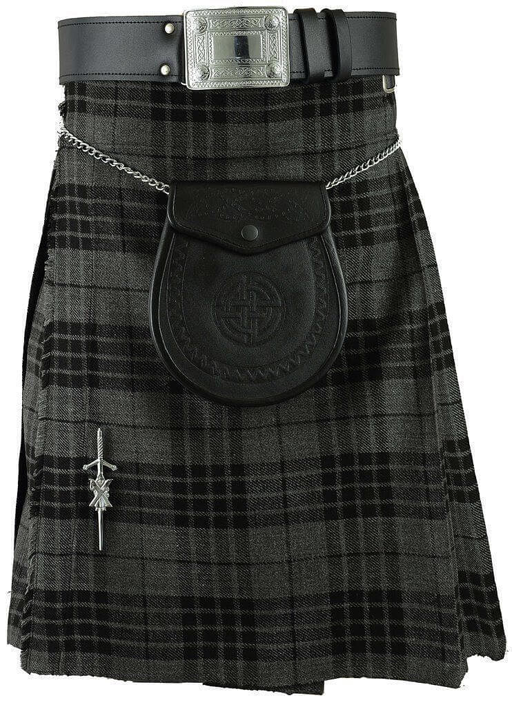 Scottish Men's Kilt Set Sporran, Chain,  Belt, Buckle, Pin Traditional Dress Tartan Kilt Set