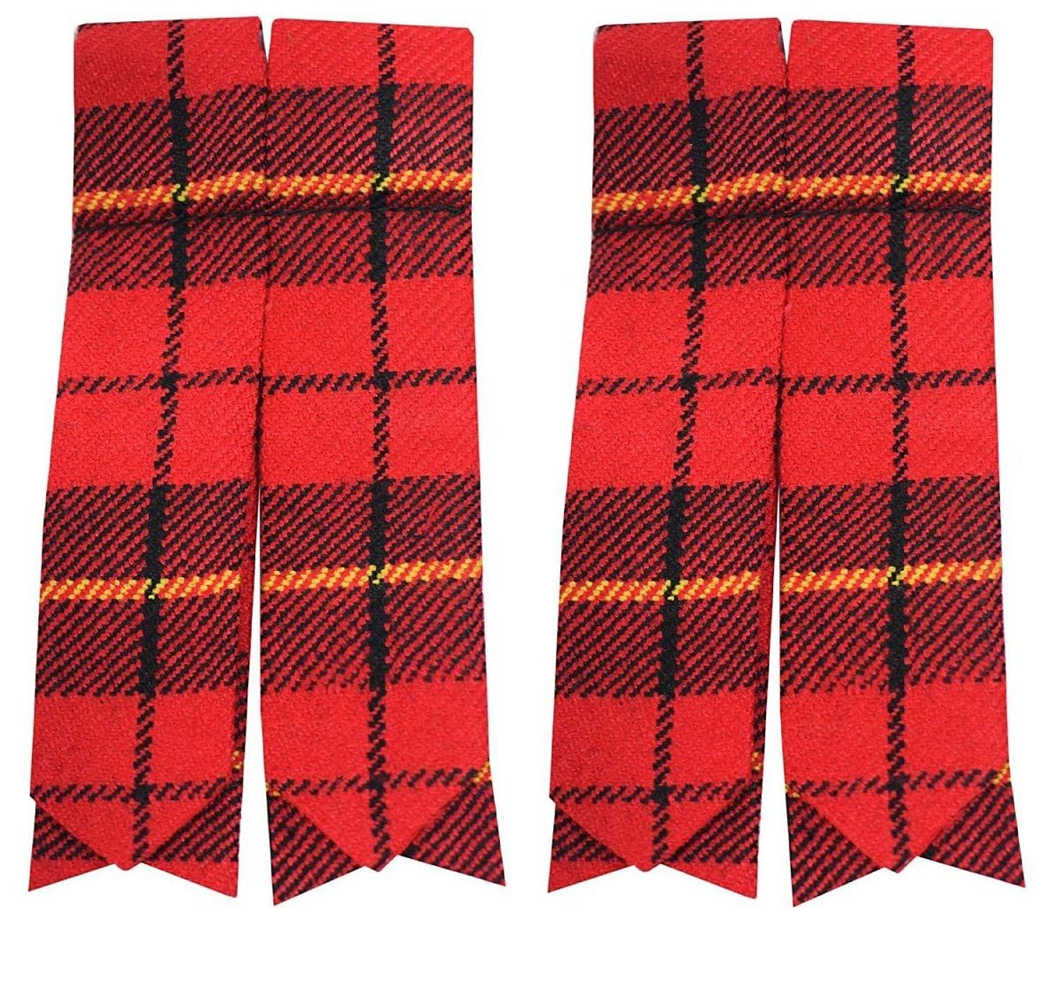 Scottish Men’s  Kilt Sock Flashes Various Tartans Highland Kilt Hose Flashes Pointed