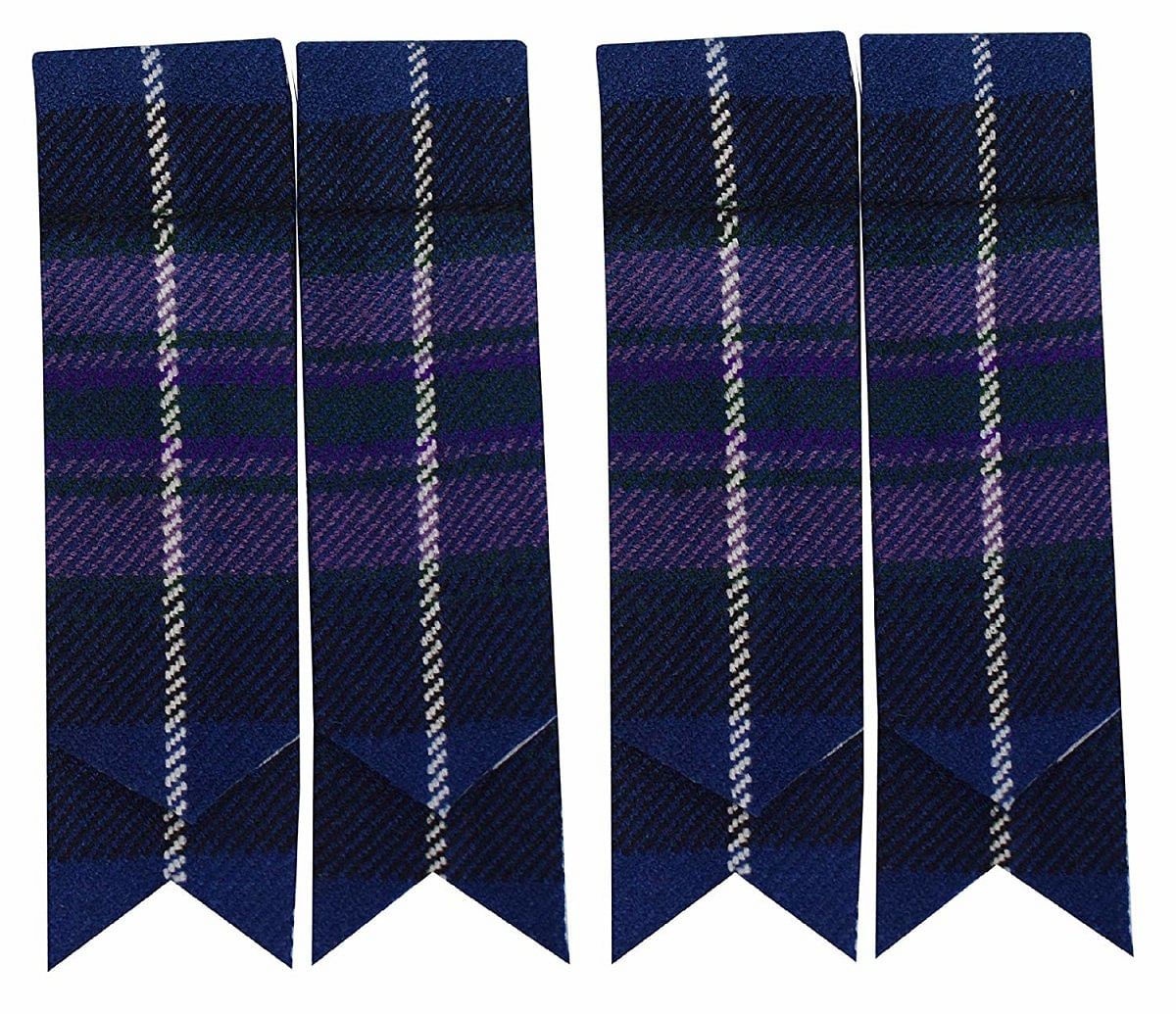 Scottish Men’s  Kilt Sock Flashes Various Tartans Highland Kilt Hose Flashes Pointed