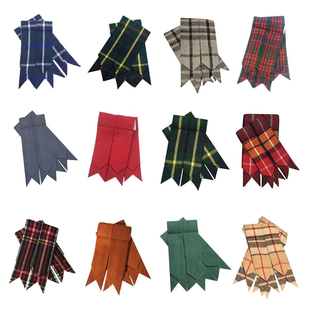 Scottish Men’s  Kilt Sock Flashes Various Tartans Highland Kilt Hose Flashes Pointed