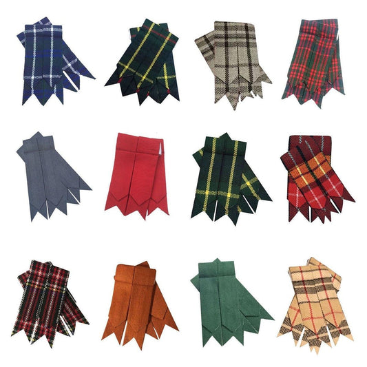 Scottish Men’s  Kilt Sock Flashes Various Tartans Highland Kilt Hose Flashes Pointed