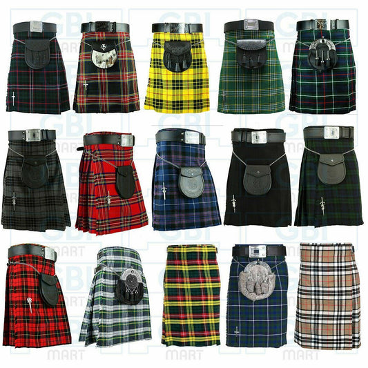 Scottish Men's Kilt Traditional Highland Dress Tartan Kilts
