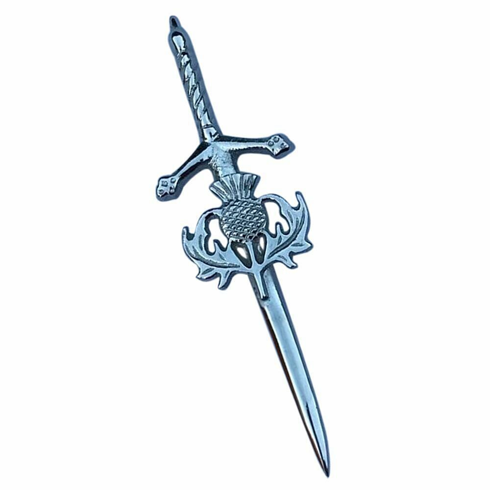 Scottish Thistle Kilt Pins Various Design Chrome Finish 4" Kilts Pin Celtic Knot