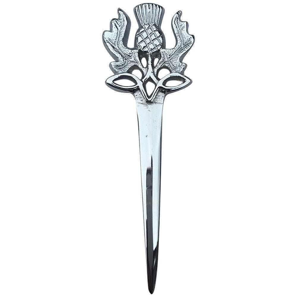 Scottish Thistle Kilt Pins Various Design Chrome Finish 4" Kilts Pin Celtic Knot