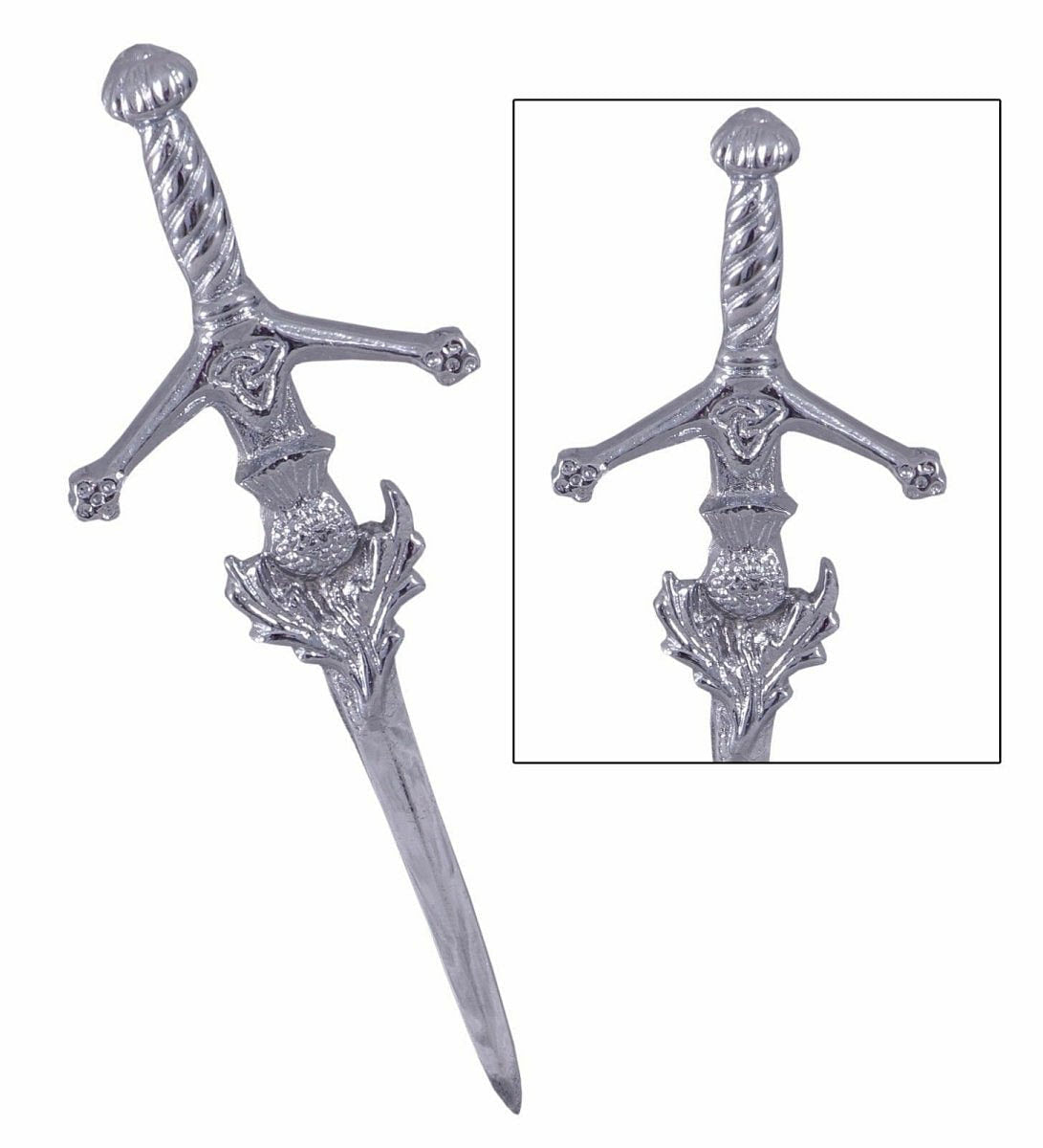 Scottish Thistle Kilt Pins Various Design Chrome Finish 4" Kilts Pin Celtic Knot