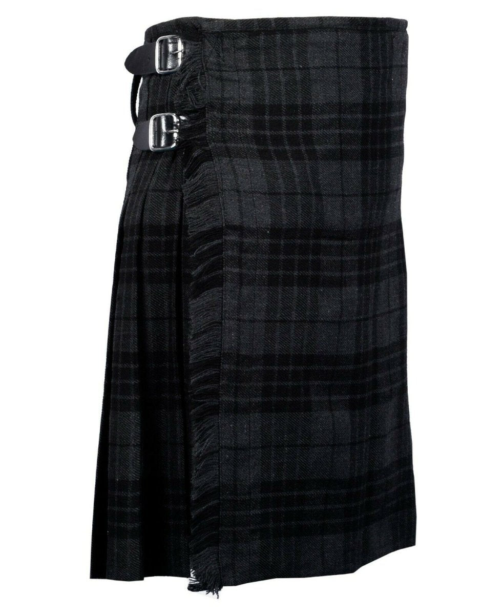 Scottish Traditional Highland 8 Yard Grey Watch Tartan Kilt Tartan  Handmade 16oz Traditional