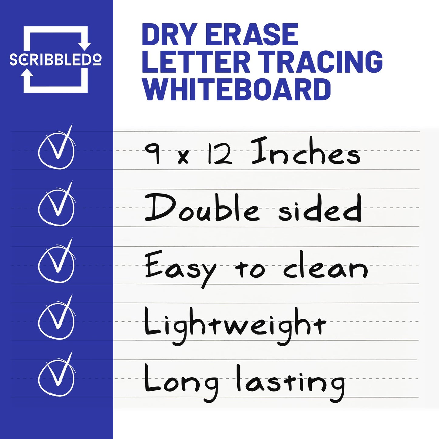Scribbledo Dry Erase Alphabet & Numbers Practice Board – 9x12 for Kids 3-5