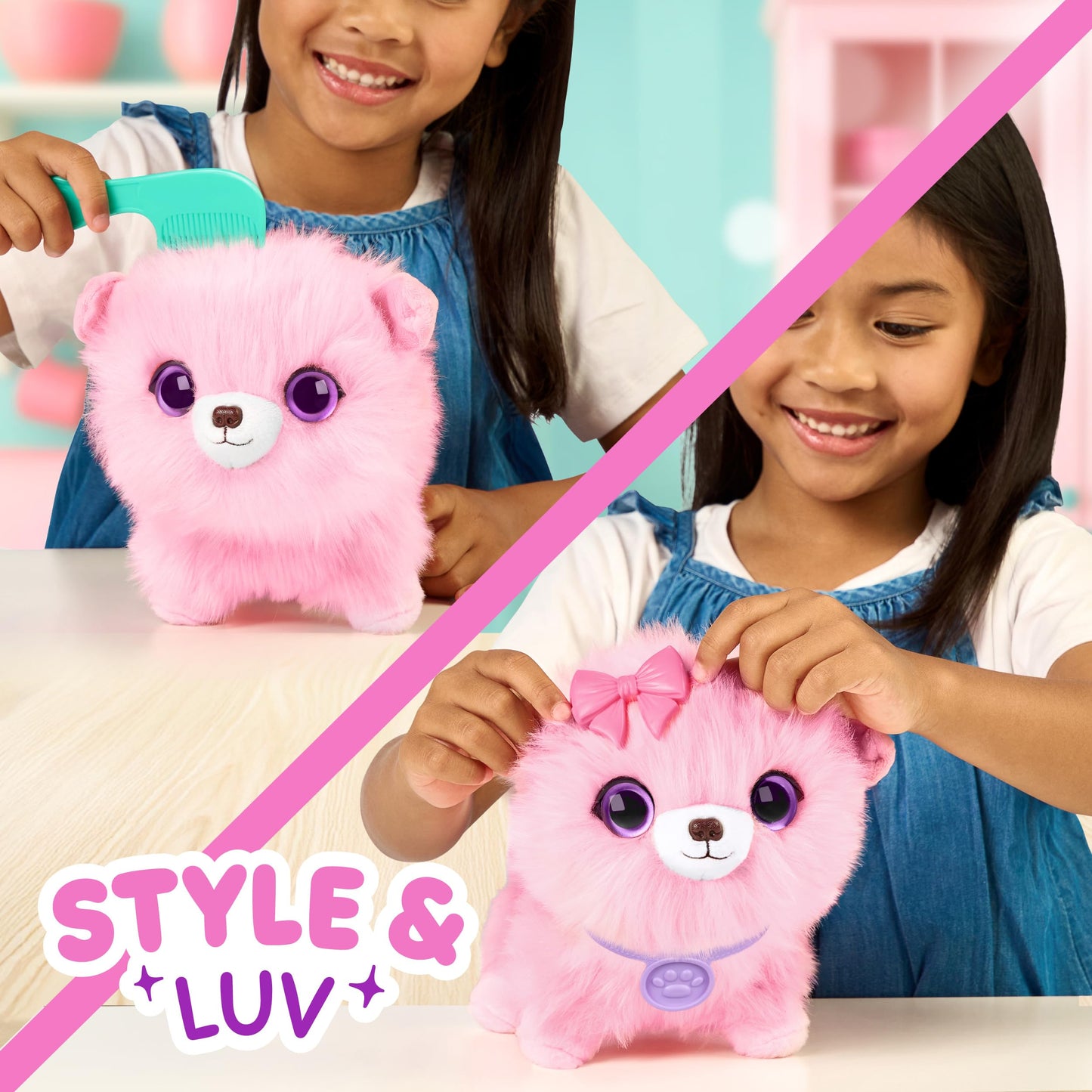 SCRUFFALUVS Pink Surprise Pet – Mystery Plush with Wash to Reveal & Deluxe Carrier