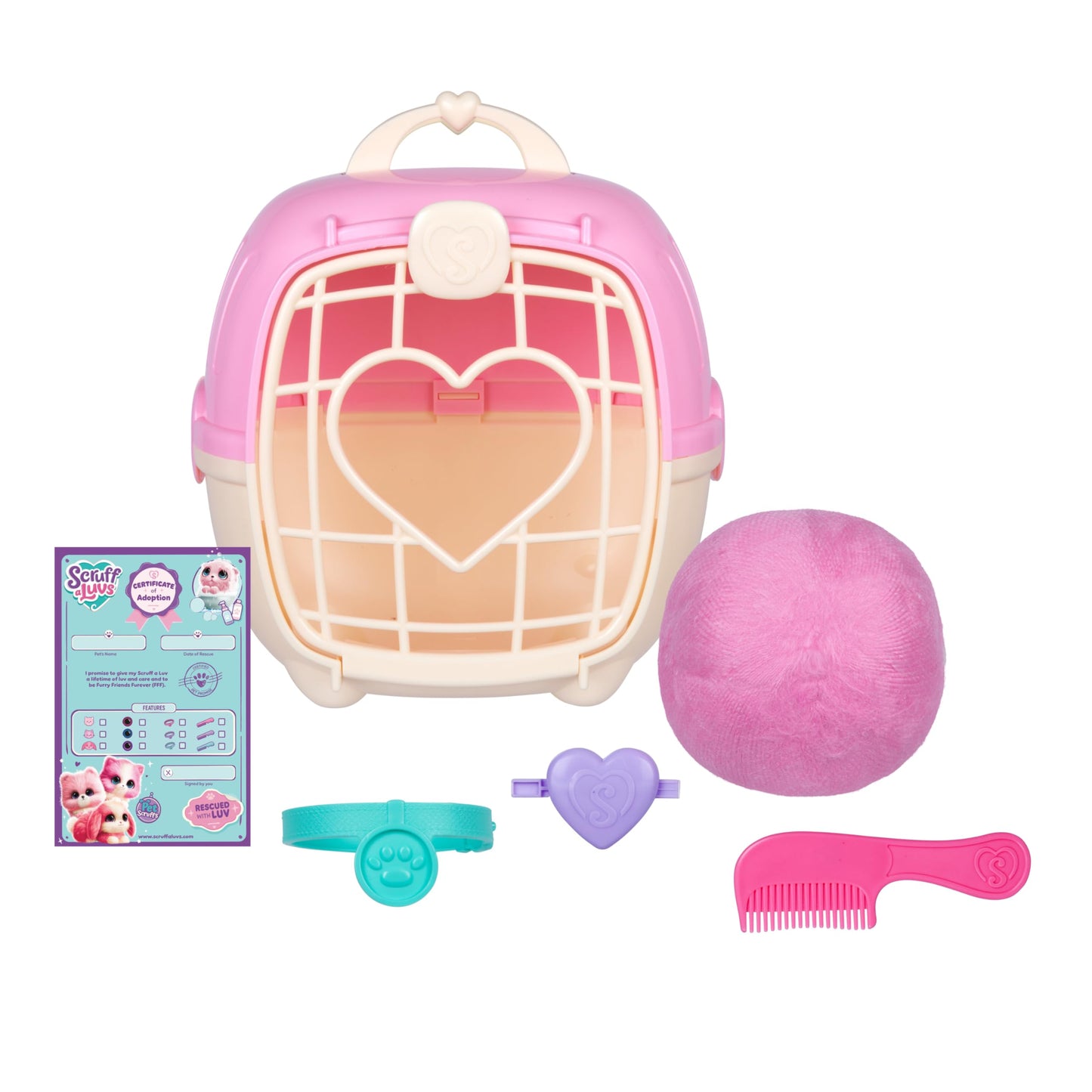 SCRUFFALUVS Pink Surprise Pet – Mystery Plush with Wash to Reveal & Deluxe Carrier