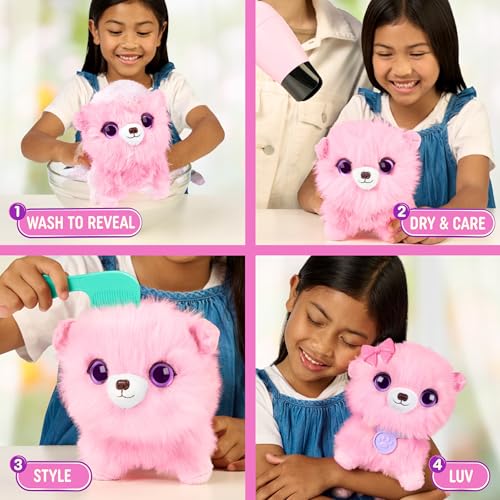 SCRUFFALUVS Pink Surprise Pet – Mystery Plush with Wash to Reveal & Deluxe Carrier