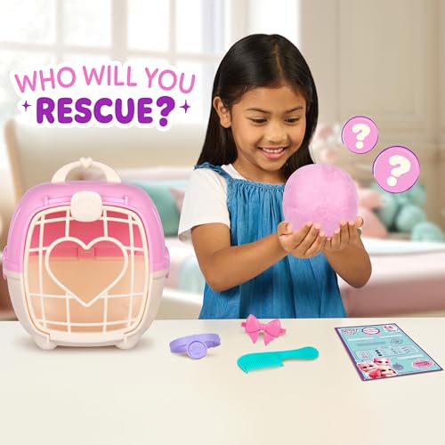 SCRUFFALUVS Pink Surprise Pet – Mystery Plush with Wash to Reveal & Deluxe Carrier