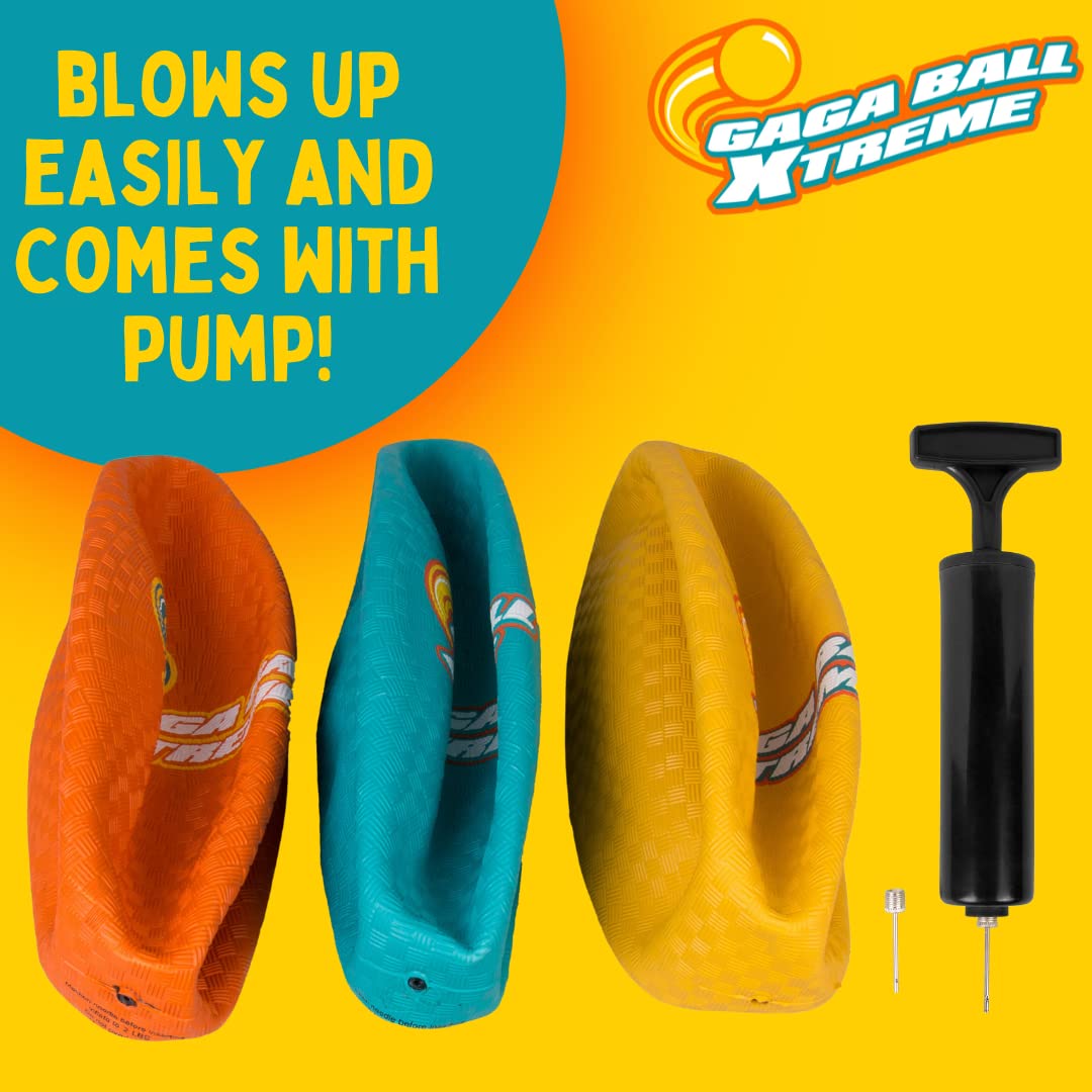 SCS Direct Gaga Ball 8.5-Inch Playground Balls (3 Pack) with Pump – Durable Rubber for Outdoor Play
