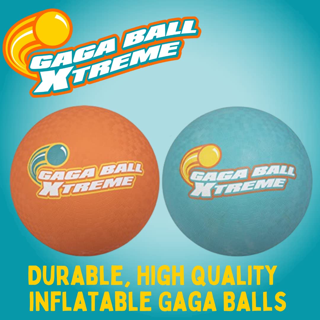 SCS Direct Gaga Ball 8.5 Inch Playground Balls (2 Pack) with Air Pump – Durable Rubber for Dodgeball & More