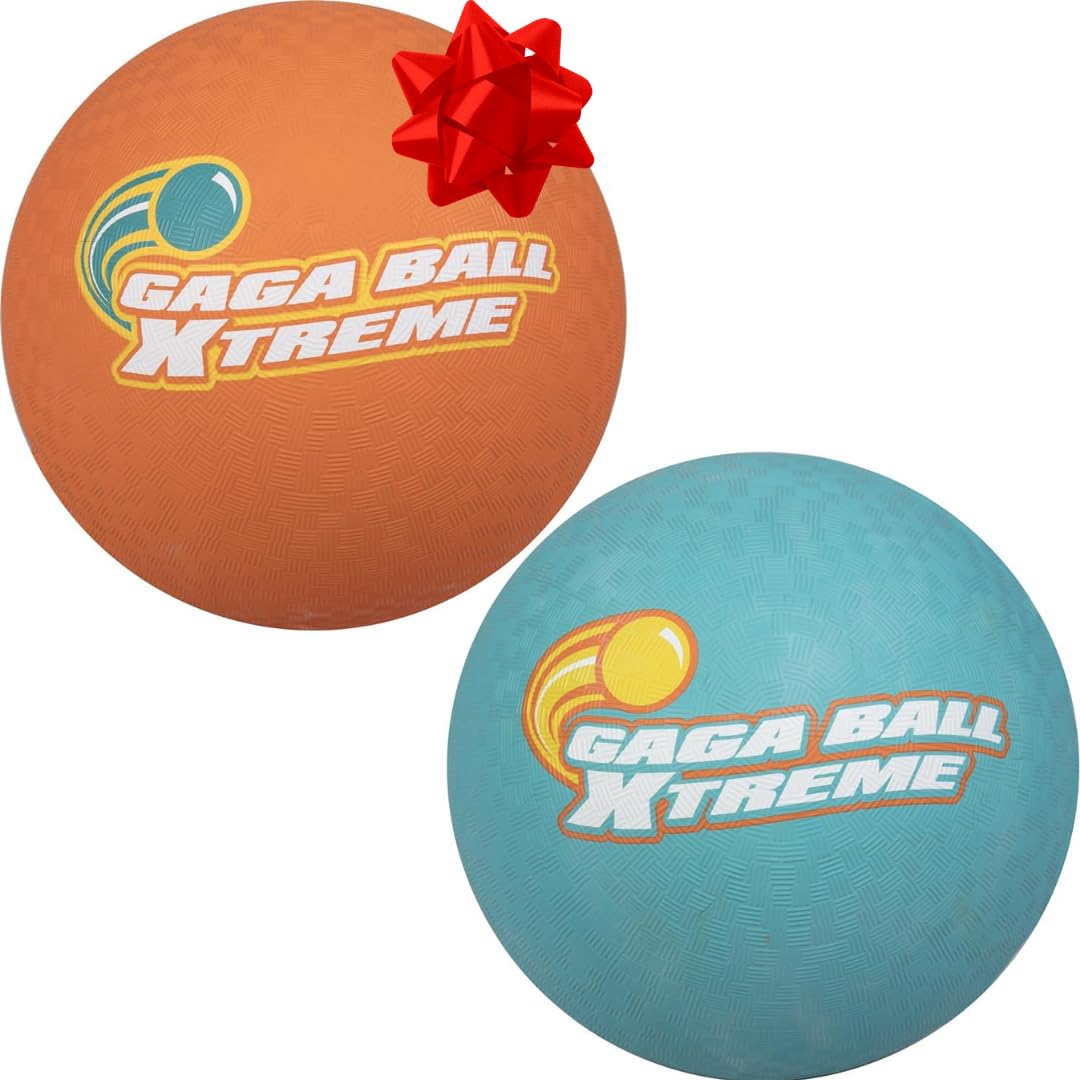 SCS Direct Gaga Ball 8.5 Inch Playground Balls (2 Pack) with Air Pump – Durable Rubber for Dodgeball & More