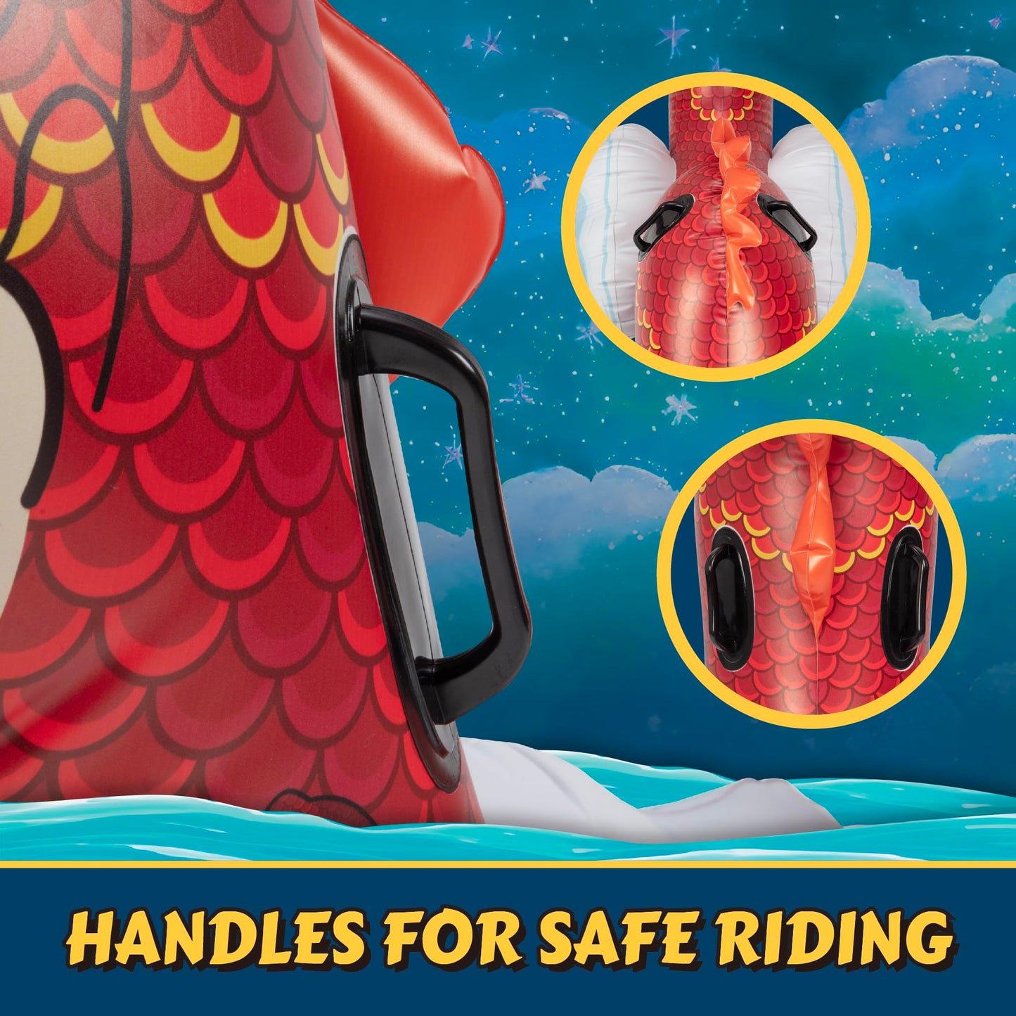 SCS Direct Giant Dragon Pool Float – 2-Seat Inflatable Rider, 7ft+ XL