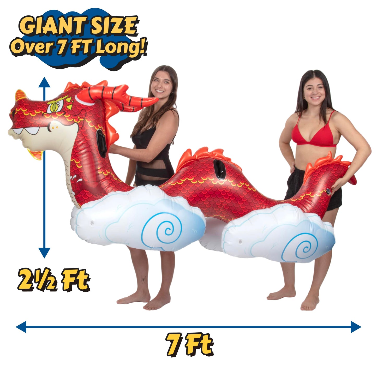 SCS Direct Giant Dragon Pool Float – 2-Seat Inflatable Rider, 7ft+ XL