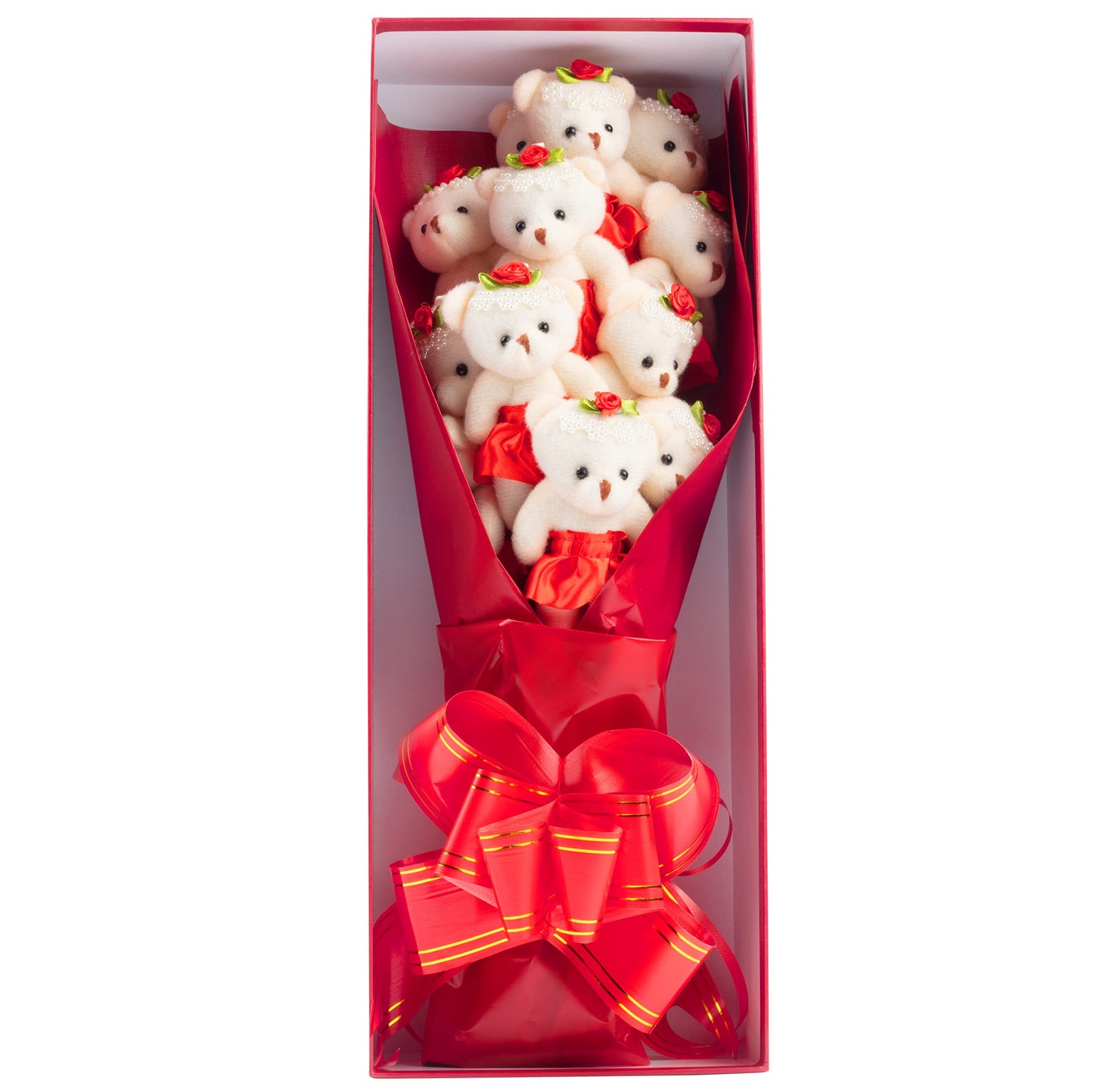 SCS Direct Deluxe Red Valentines Love Bear Bouquet — 12 Plush Bears in Red Tutus