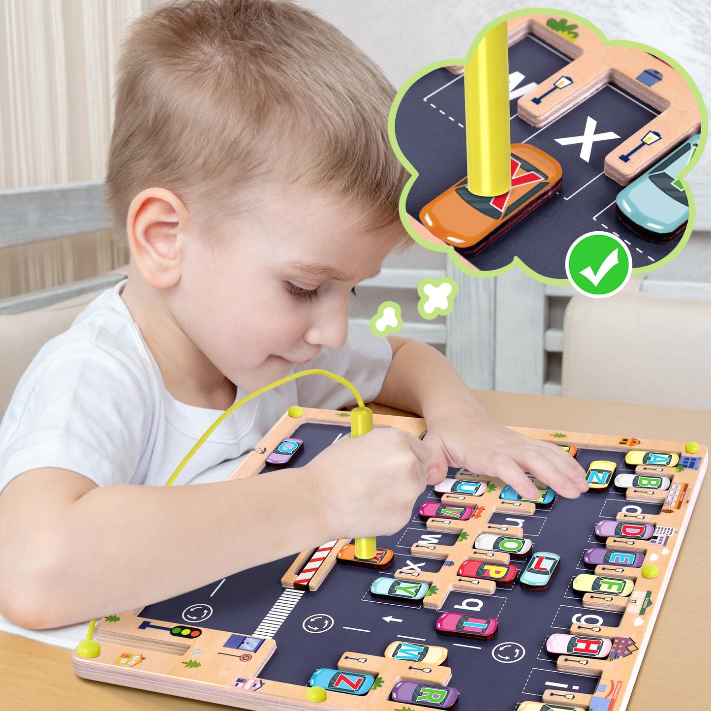 Scuwtocn Wooden Magnetic Alphabet Maze Montessori Letter Puzzle