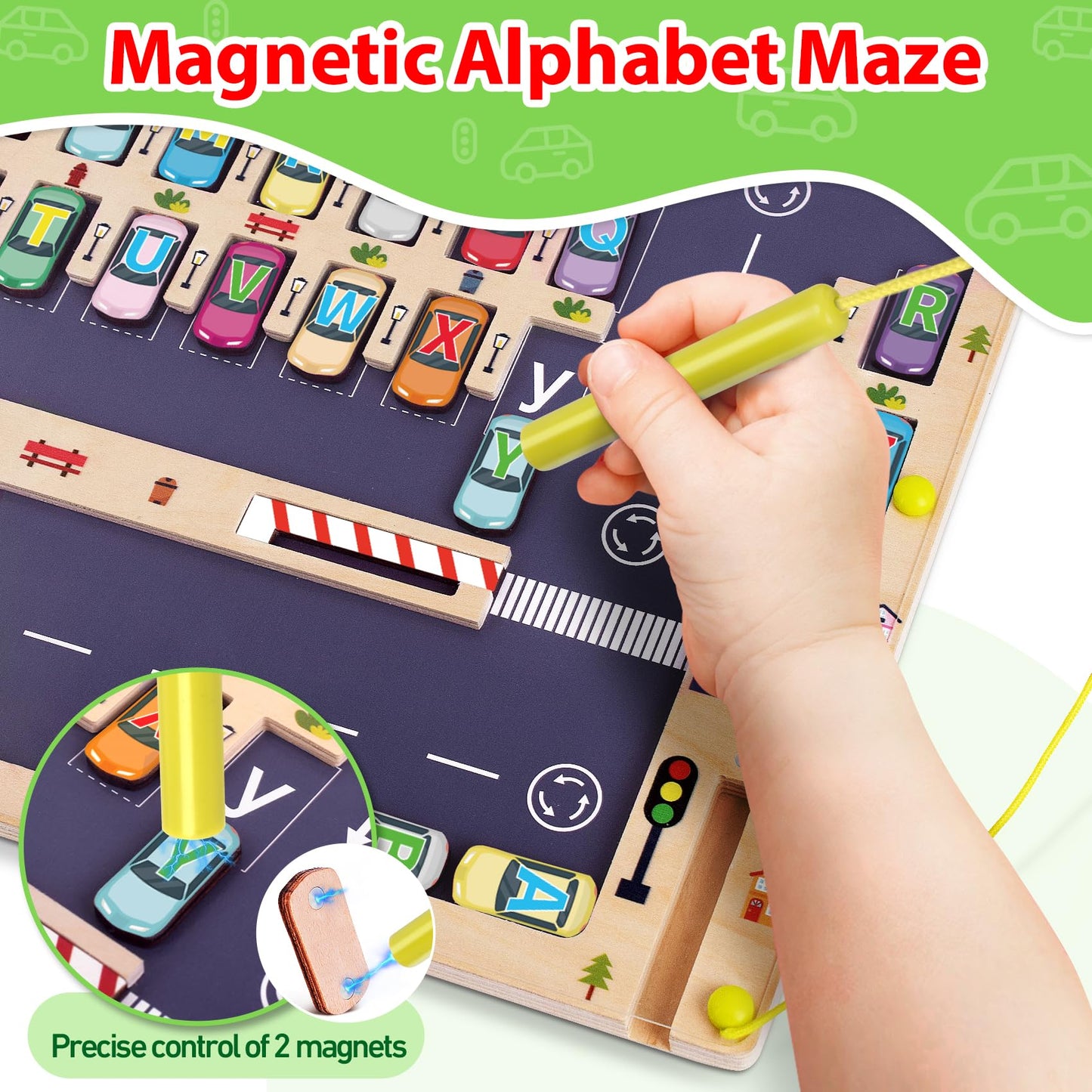 Scuwtocn Wooden Magnetic Alphabet Maze Montessori Letter Puzzle