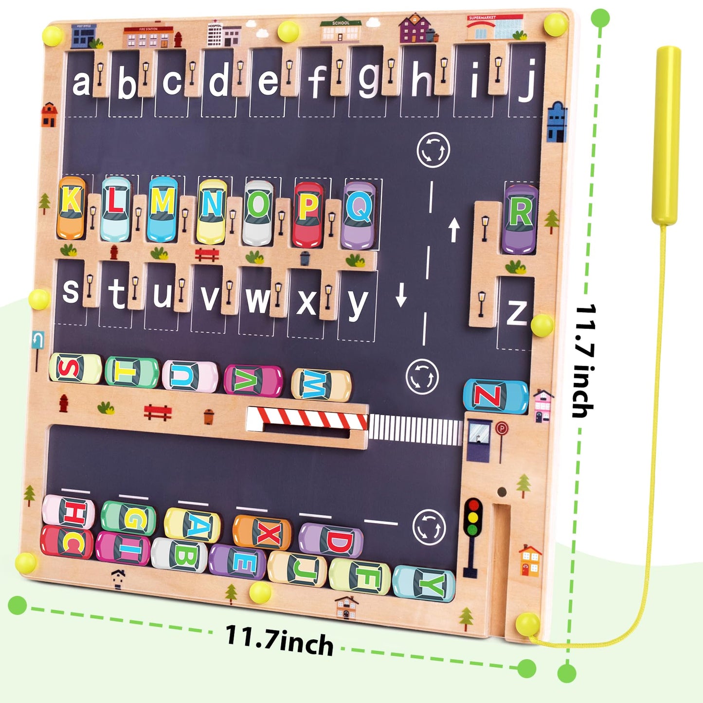 Scuwtocn Wooden Magnetic Alphabet Maze Montessori Letter Puzzle