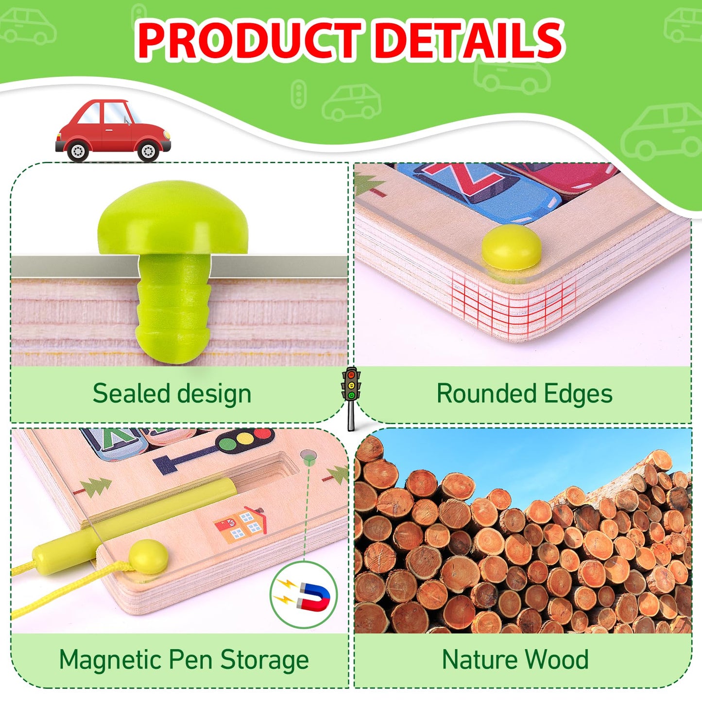 Scuwtocn Wooden Magnetic Alphabet Maze Montessori Letter Puzzle