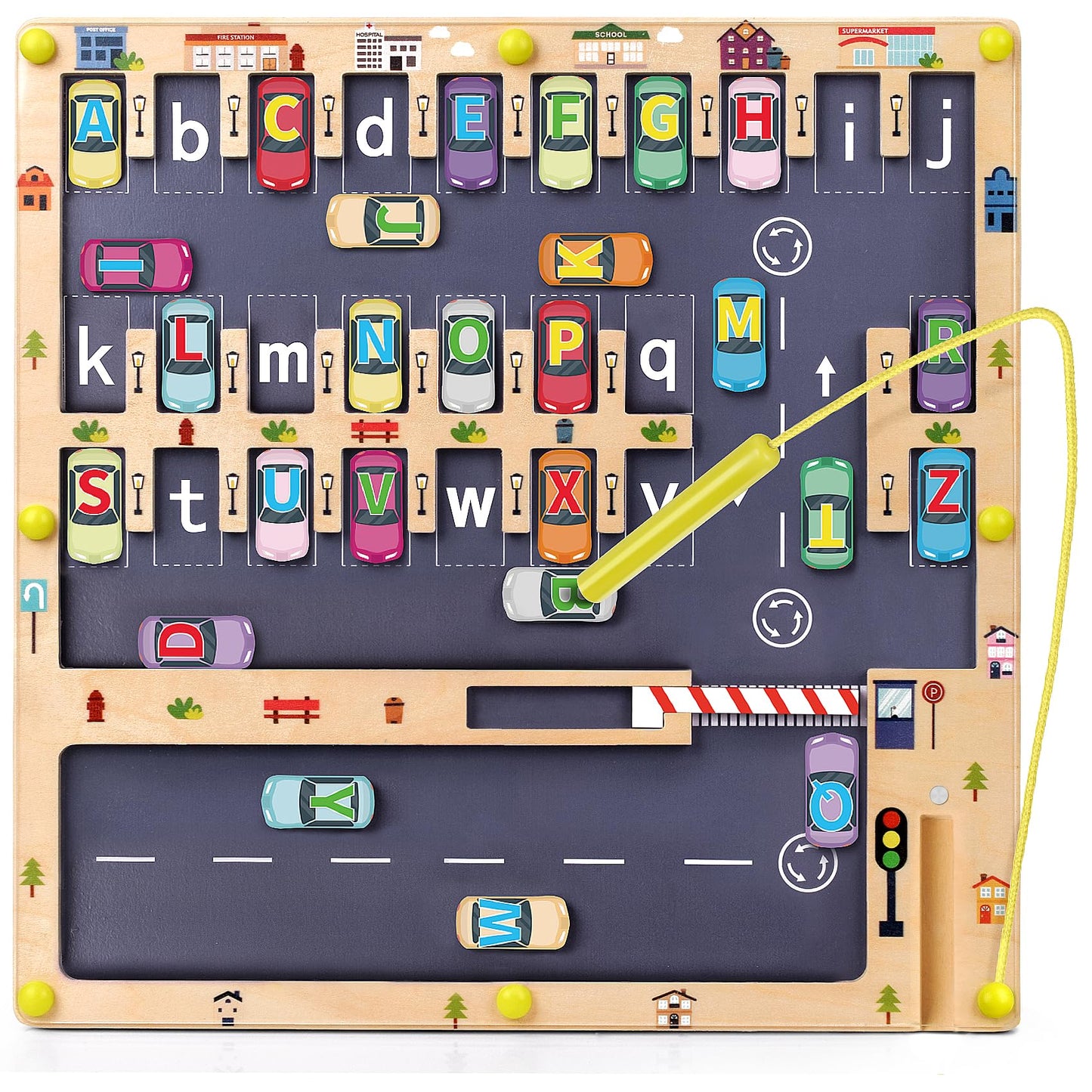 Scuwtocn Wooden Magnetic Alphabet Maze Montessori Letter Puzzle