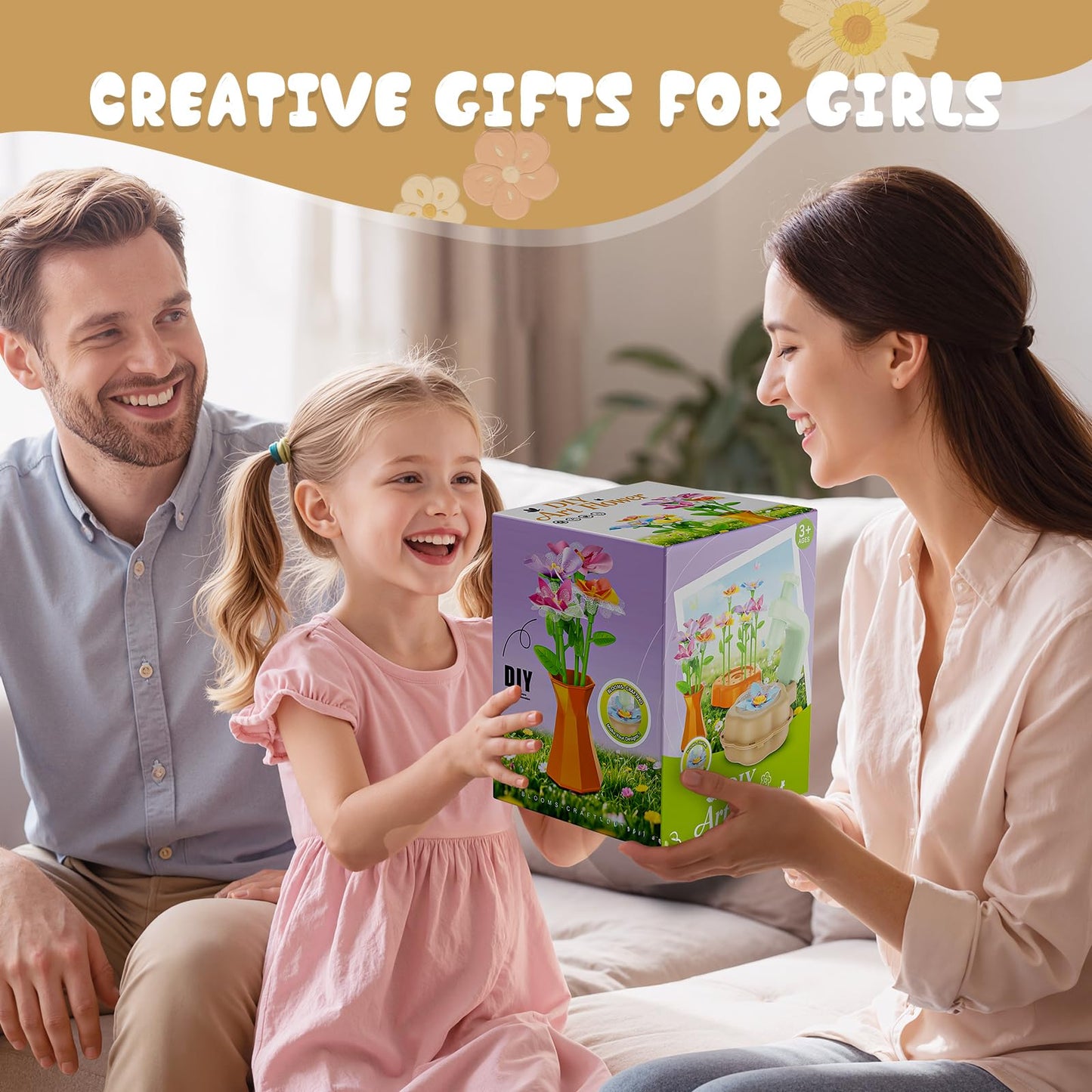 Scvcid DIY Art Flower Toys Kit with Free Extra Accessories – Fabric Bouquet Craft for Kids Aged 3-12