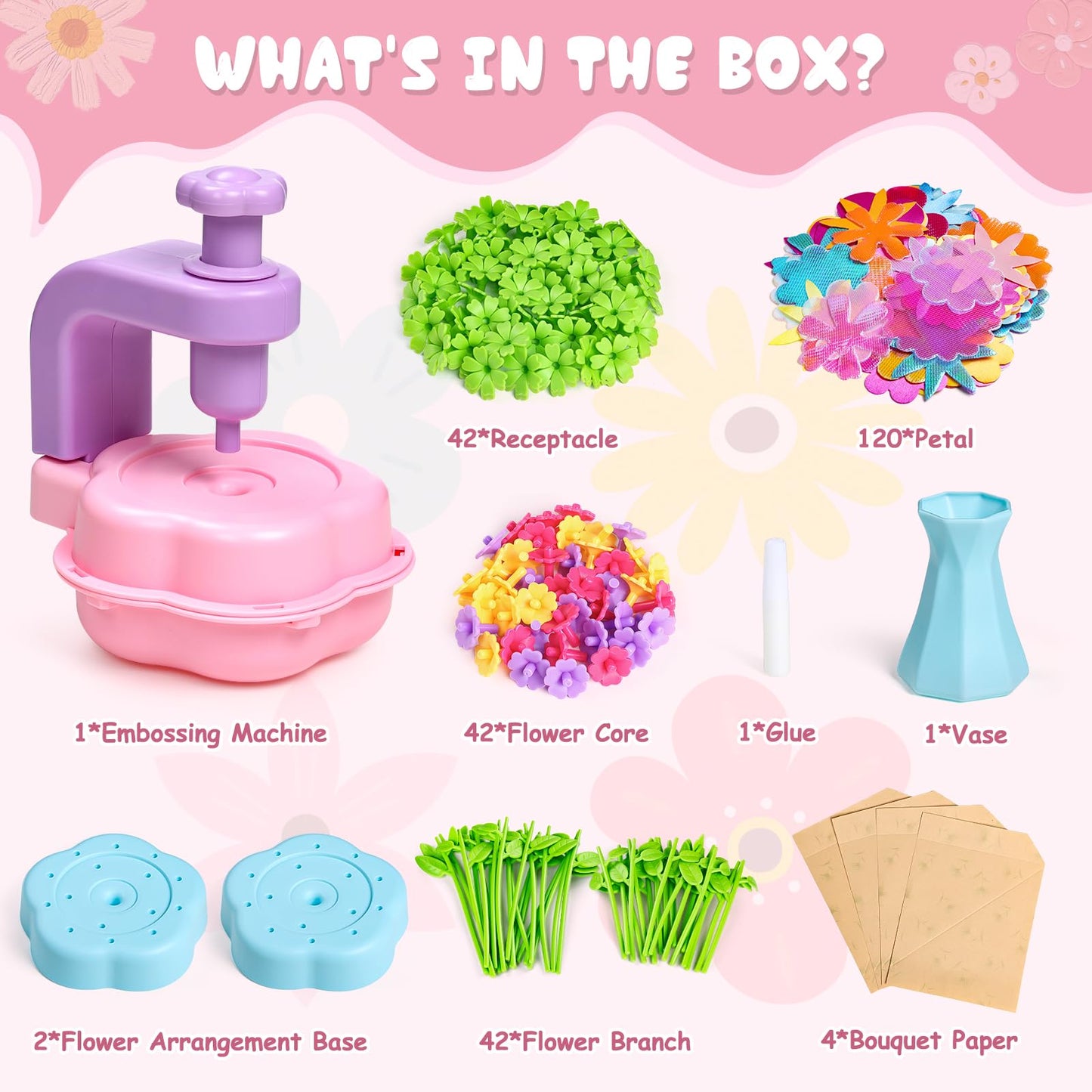 Scvcid Fabric Bouquet Toys with Free Accessories Set | DIY Flower Craft Kit for Kids 3-12