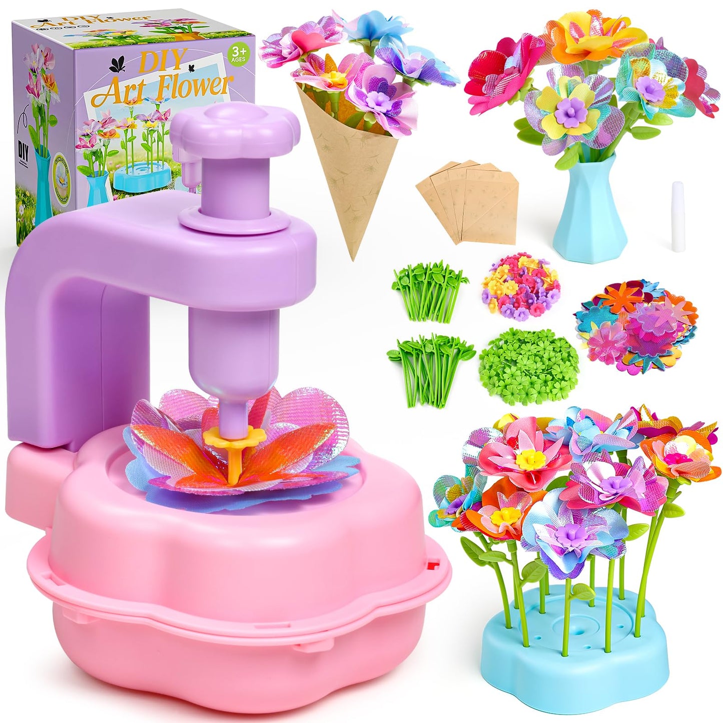 Scvcid Fabric Bouquet Toys with Free Accessories Set | DIY Flower Craft Kit for Kids 3-12