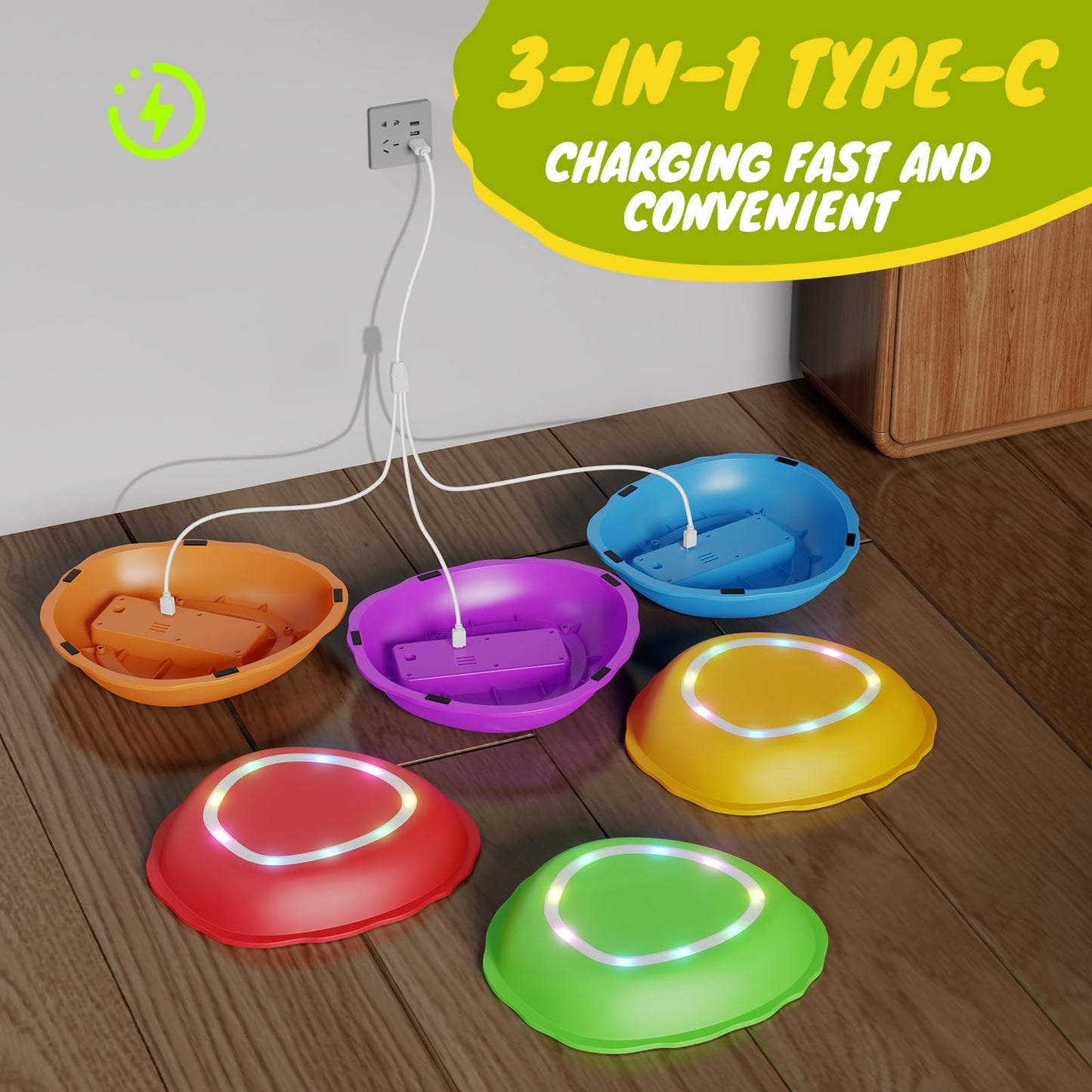 Scvcid Rechargeable Stepping Stones – 6pc Light-Up Balance Toys for Toddlers