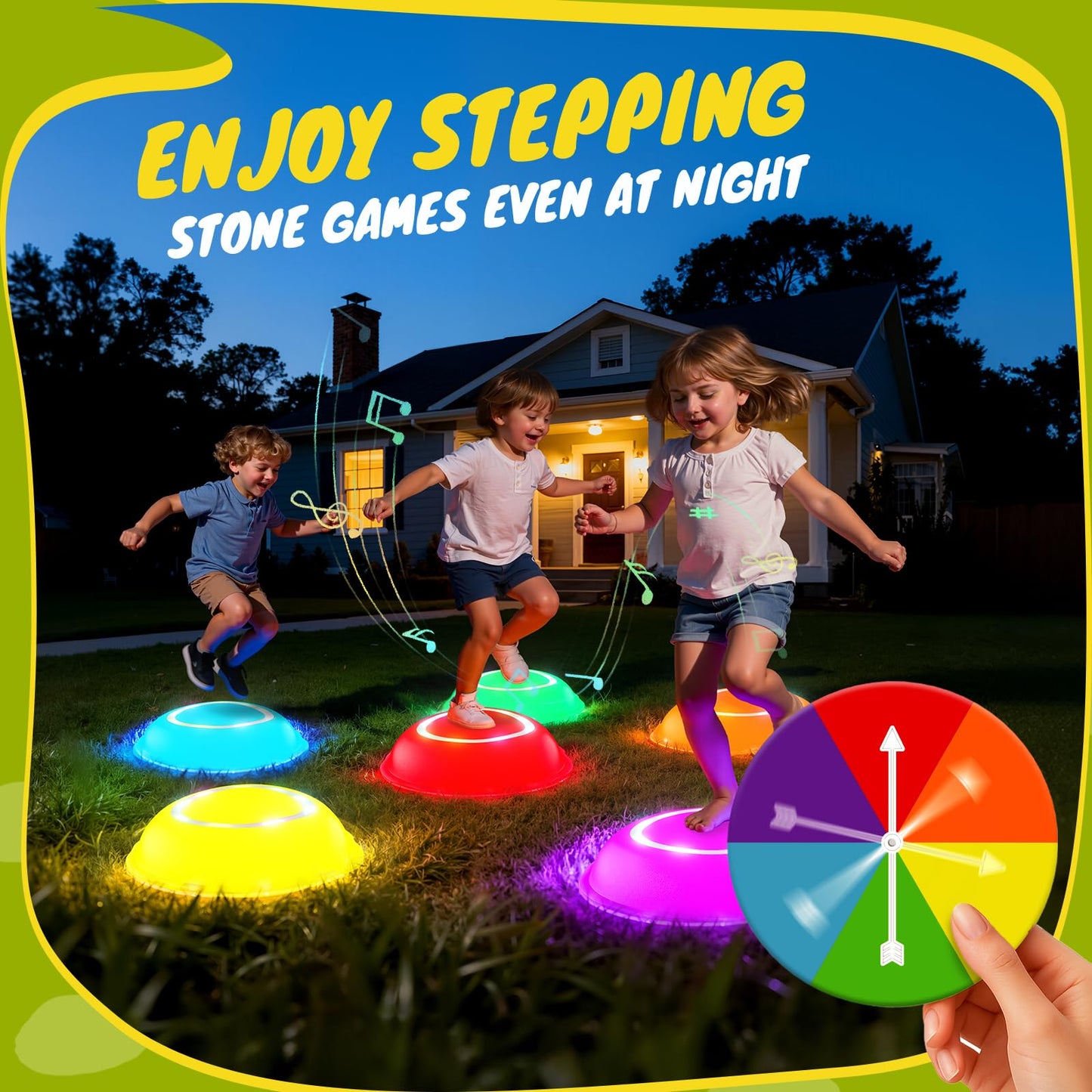 Scvcid Rechargeable Stepping Stones – 6pc Light-Up Balance Toys for Toddlers