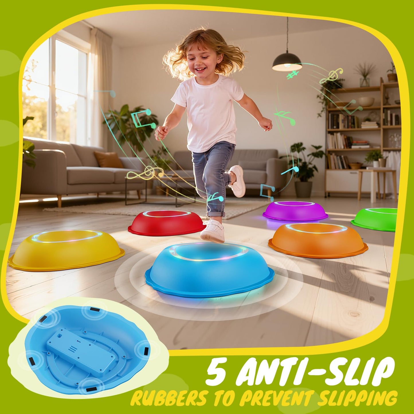 Scvcid Rechargeable Stepping Stones – 6pc Light-Up Balance Toys for Toddlers