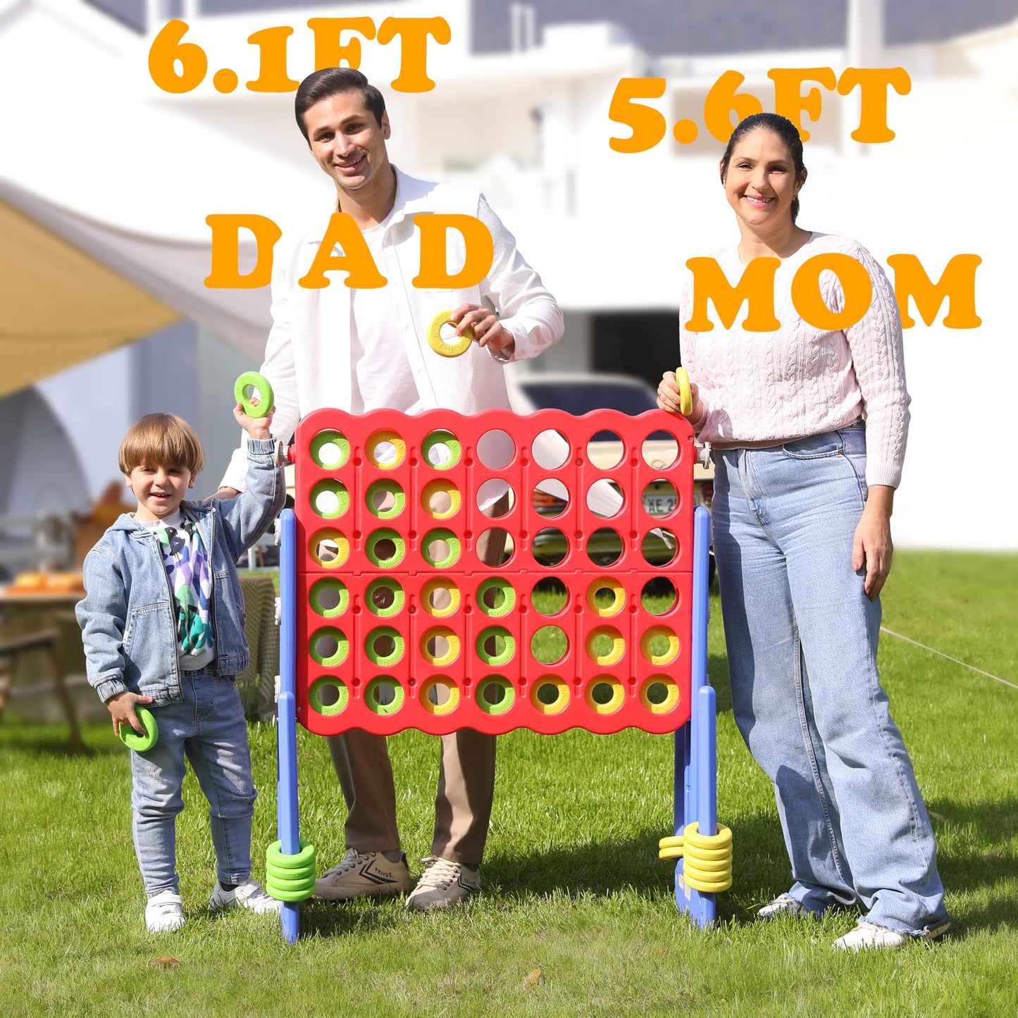 SDADI Jumbo 4-in-a-Row Game — Adjustable Height Giant Connect Game for Indoor & Outdoor Fun