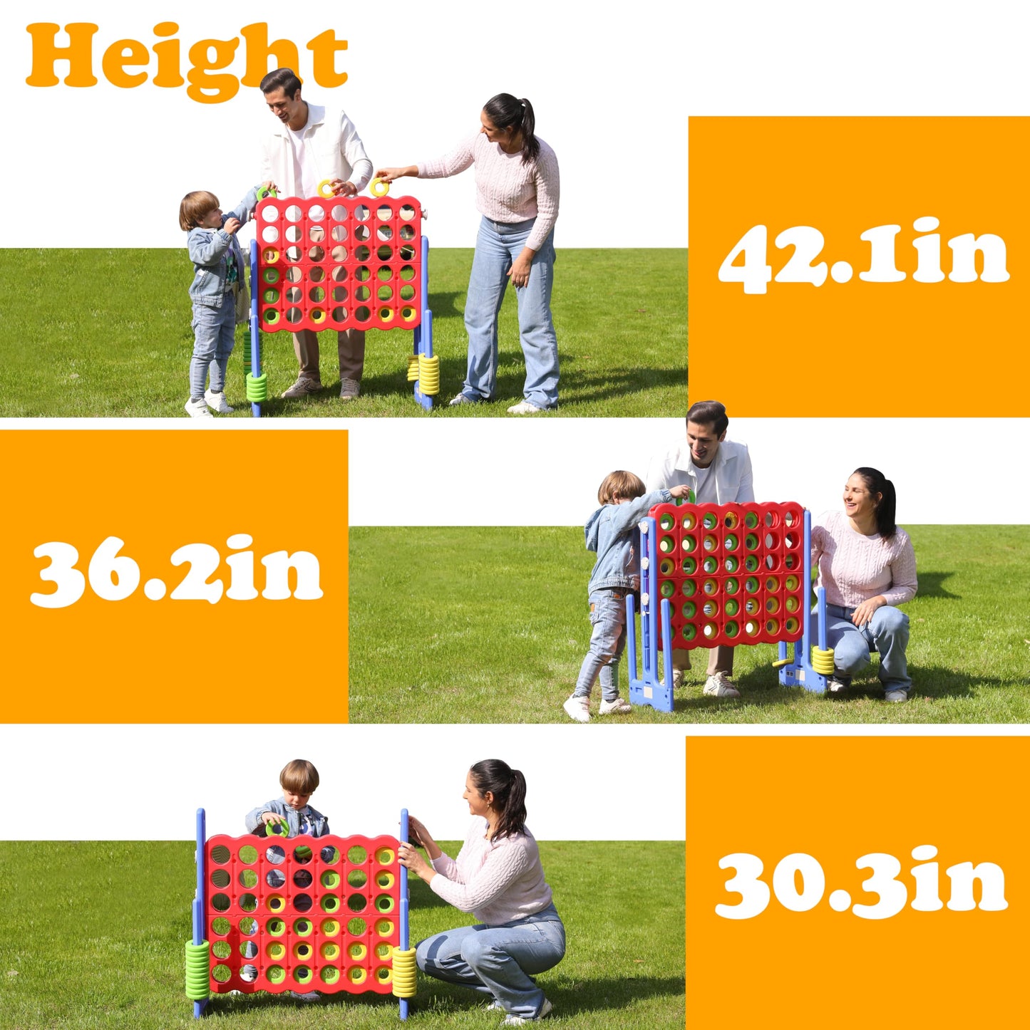SDADI Jumbo 4-in-a-Row Game — Adjustable Height Giant Connect Game for Indoor & Outdoor Fun