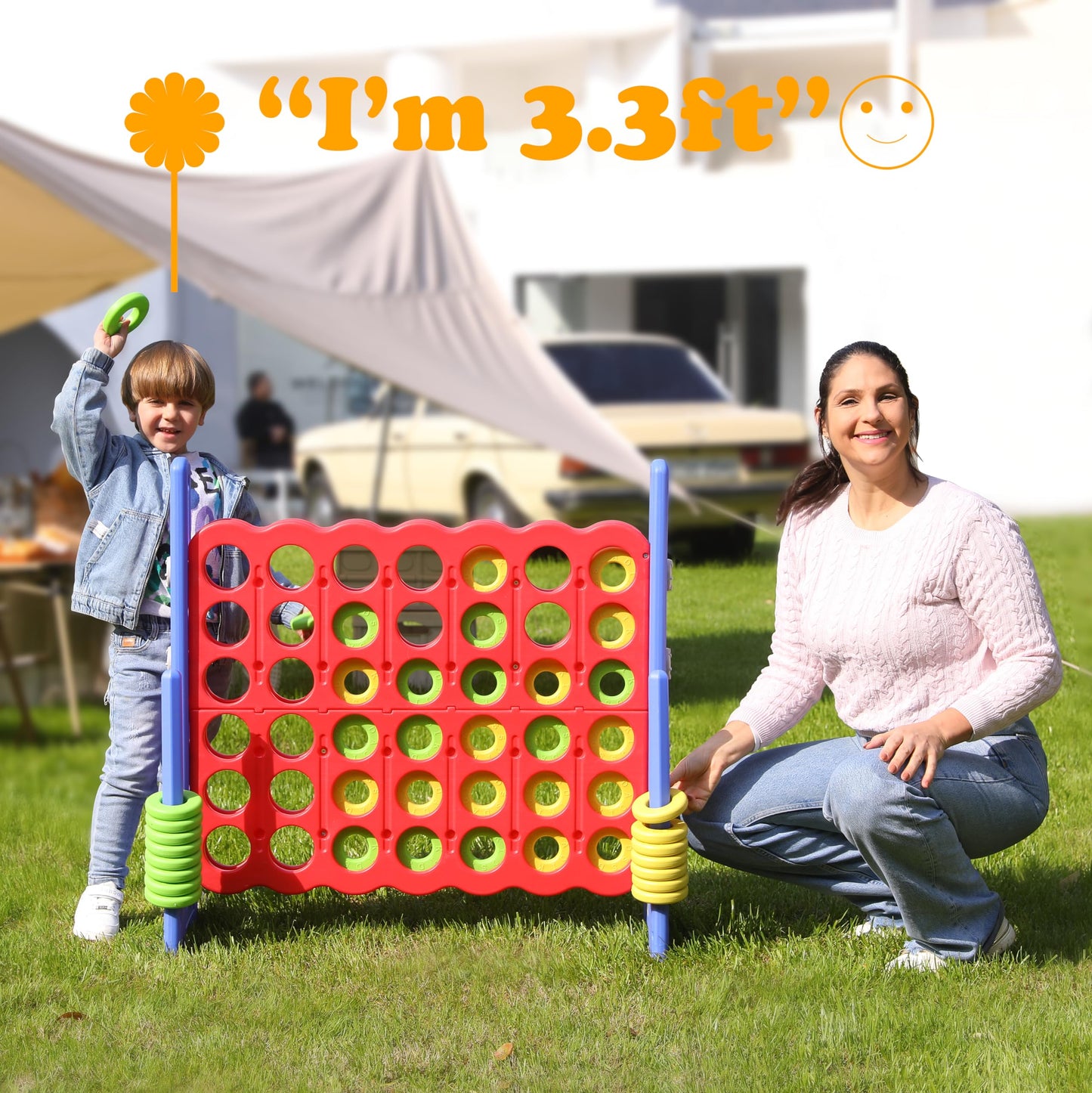 SDADI Jumbo 4-in-a-Row Game — Adjustable Height Giant Connect Game for Indoor & Outdoor Fun