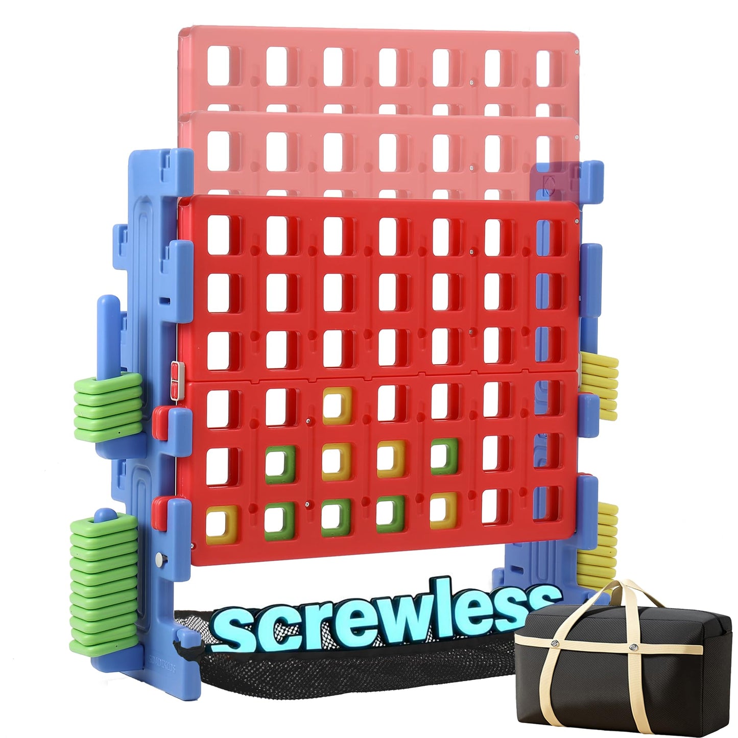 SDADI Screwless Giant 4-in-a-Row Game Set – Adjustable, Portable Yard Play