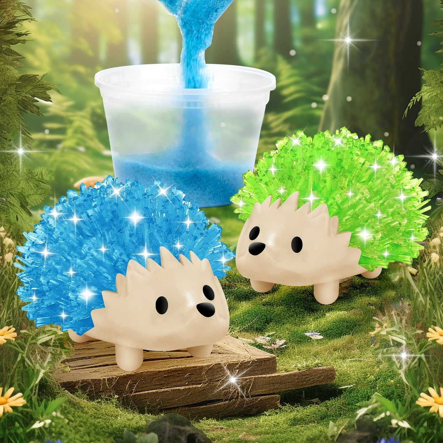 Sdaymol Crystal Growing Kit for Kids – Hedgehog Crystals in Blue & Green (24H)