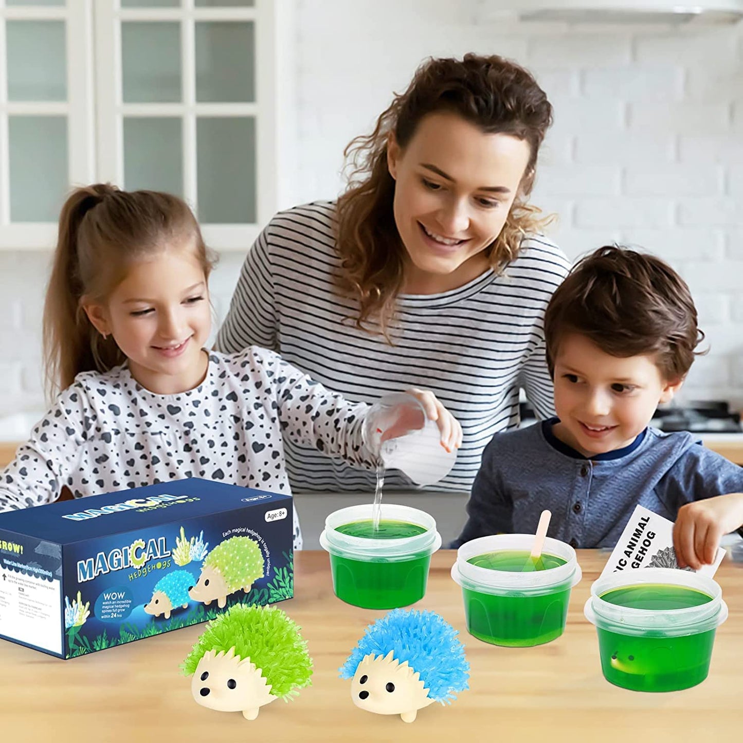 Sdaymol Crystal Growing Kit for Kids – Hedgehog Crystals in Blue & Green (24H)