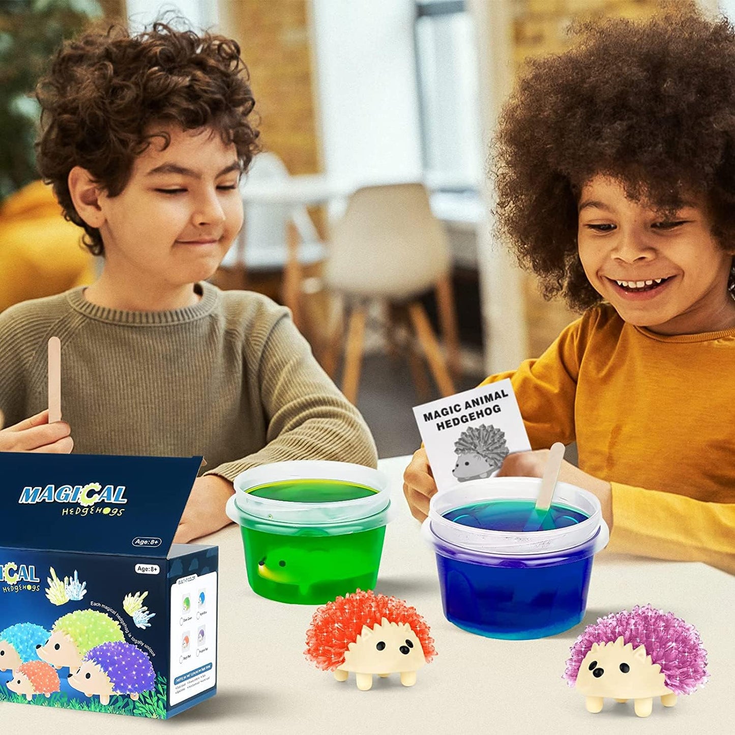 sdaymol Crystal Growing Kit for Kids – 4-Color Hedgehog Crystals Grow in 24H | STEM Education Toy