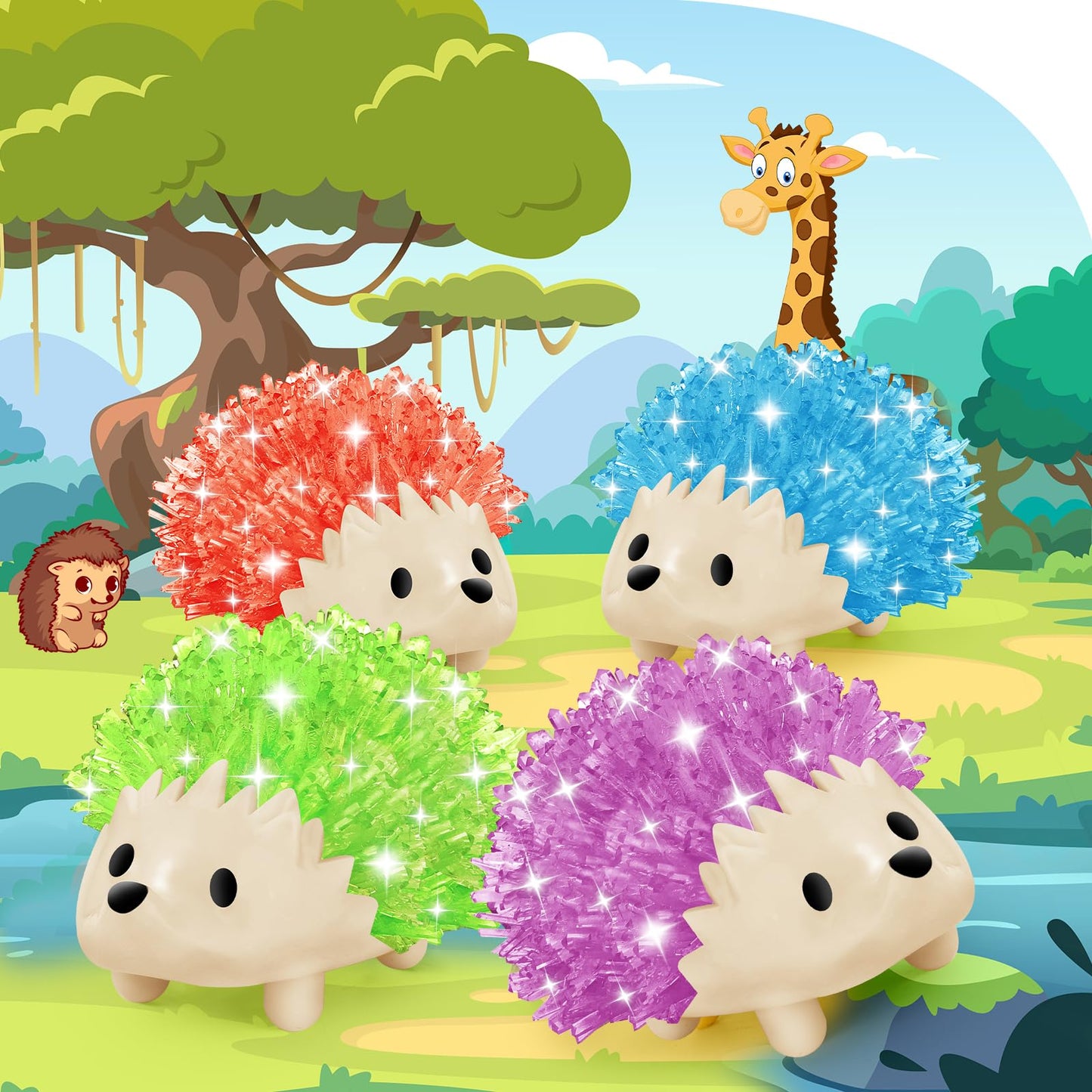sdaymol Crystal Growing Kit for Kids – 4-Color Hedgehog Crystals Grow in 24H | STEM Education Toy