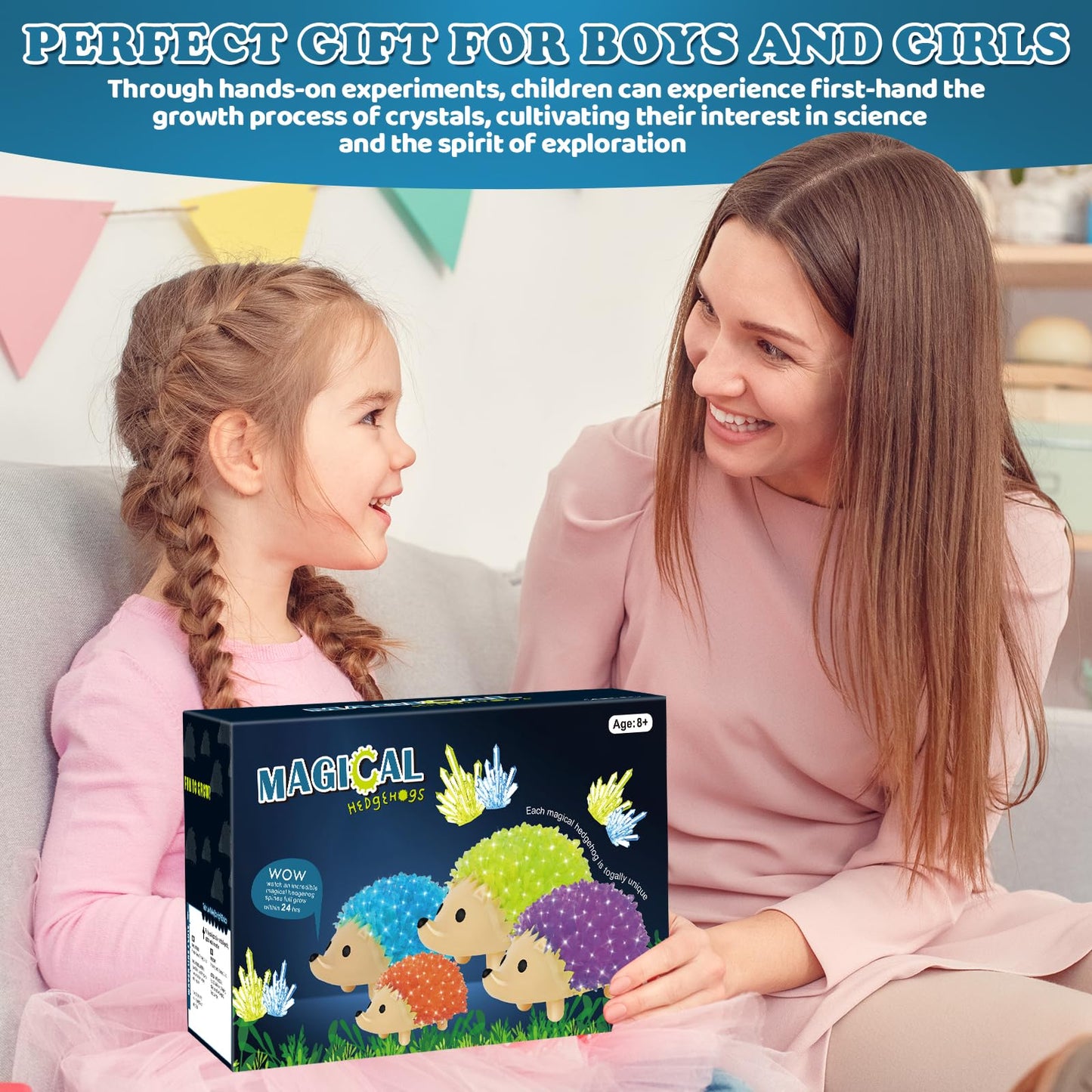 sdaymol Crystal Growing Kit for Kids – 4-Color Hedgehog Crystals Grow in 24H | STEM Education Toy