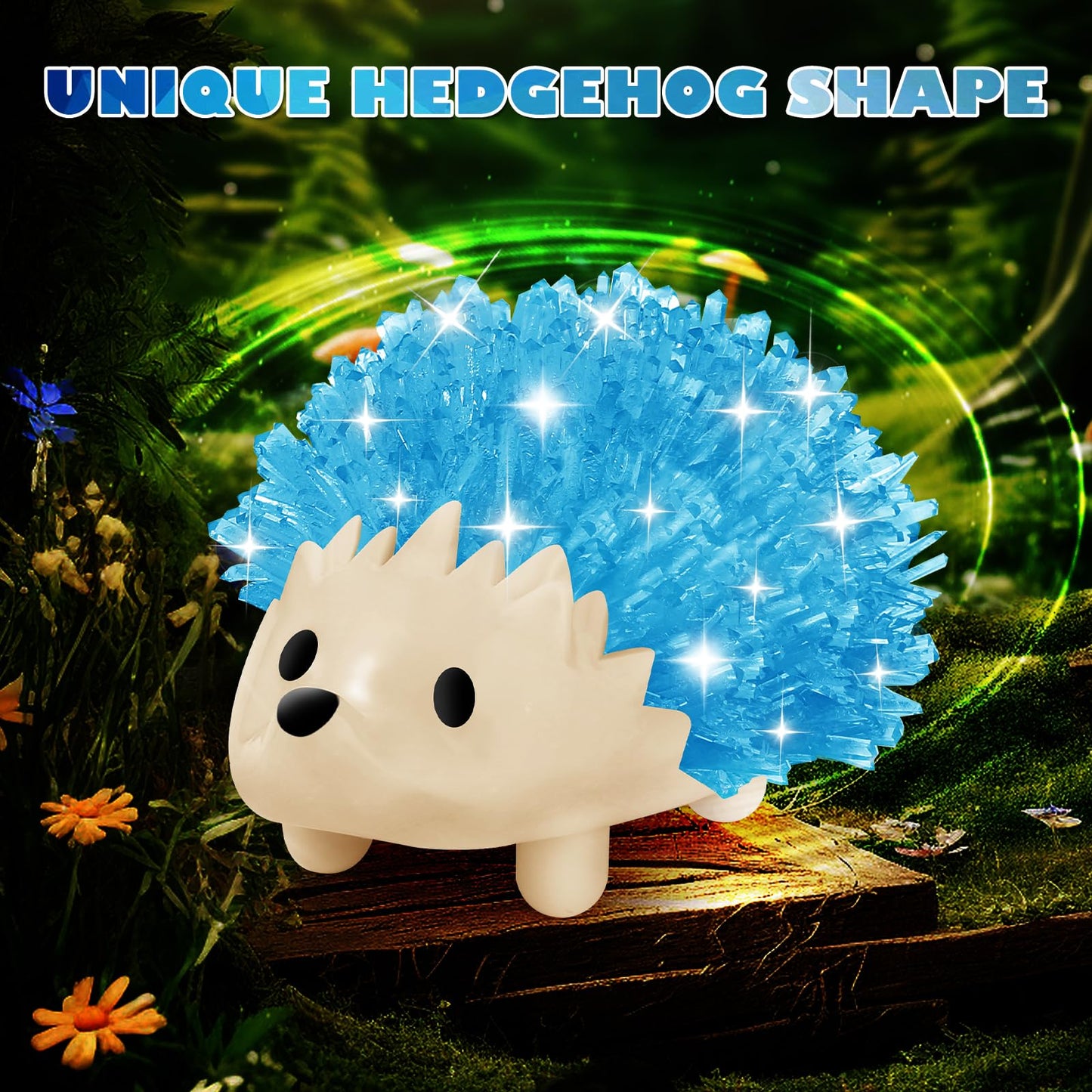 Sdaymol Crystal Growing Kit for Kids – Hedgehog Crystals in Blue & Green (24H)