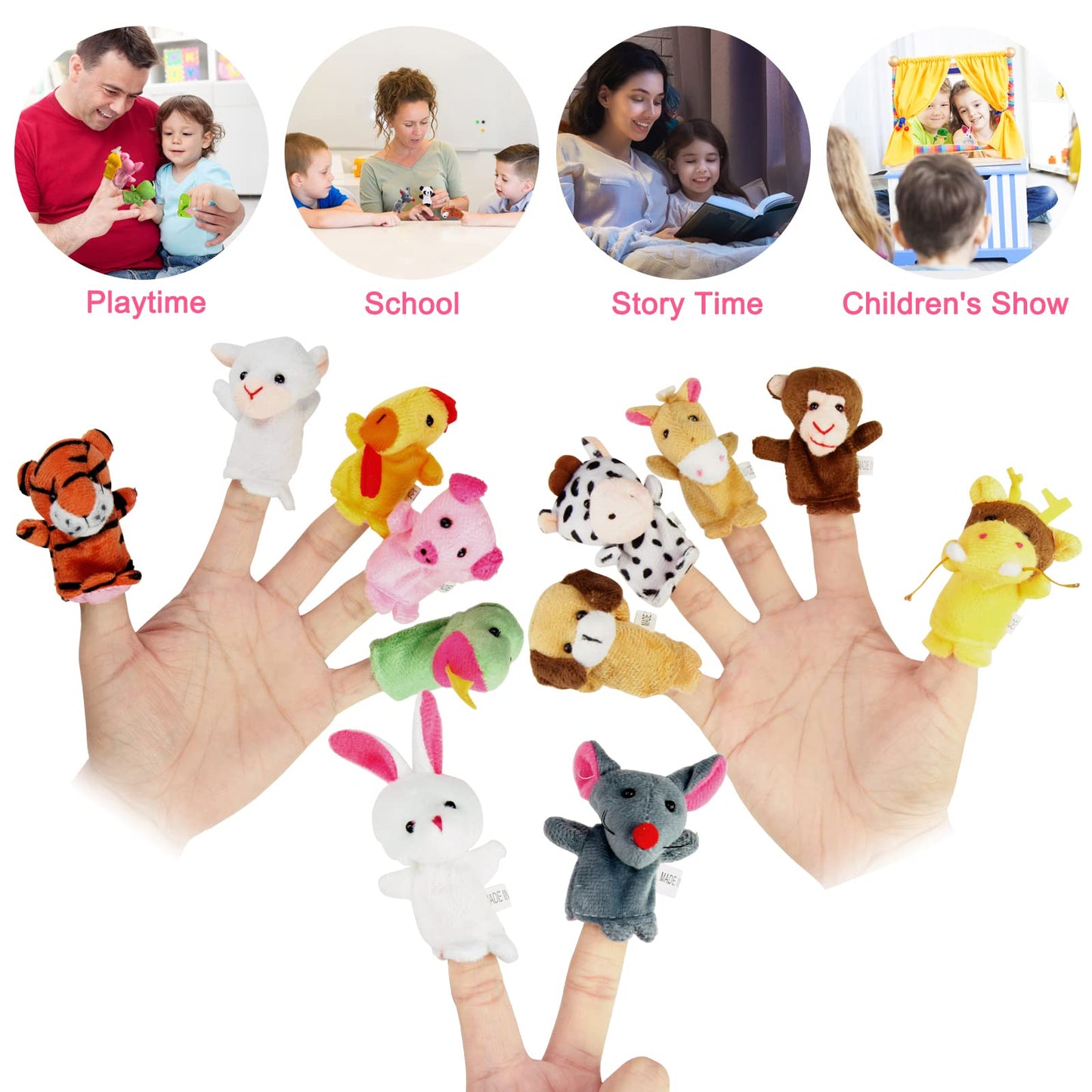 Sealive 22 Pcs Plush Animals Finger Puppet Set | Soft Educational Toys for Kids