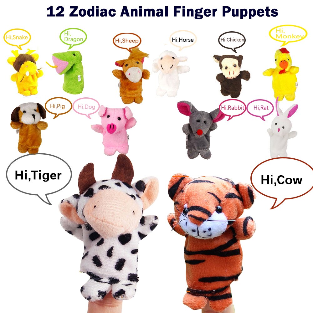 Sealive 22 Pcs Plush Animals Finger Puppet Set | Soft Educational Toys for Kids